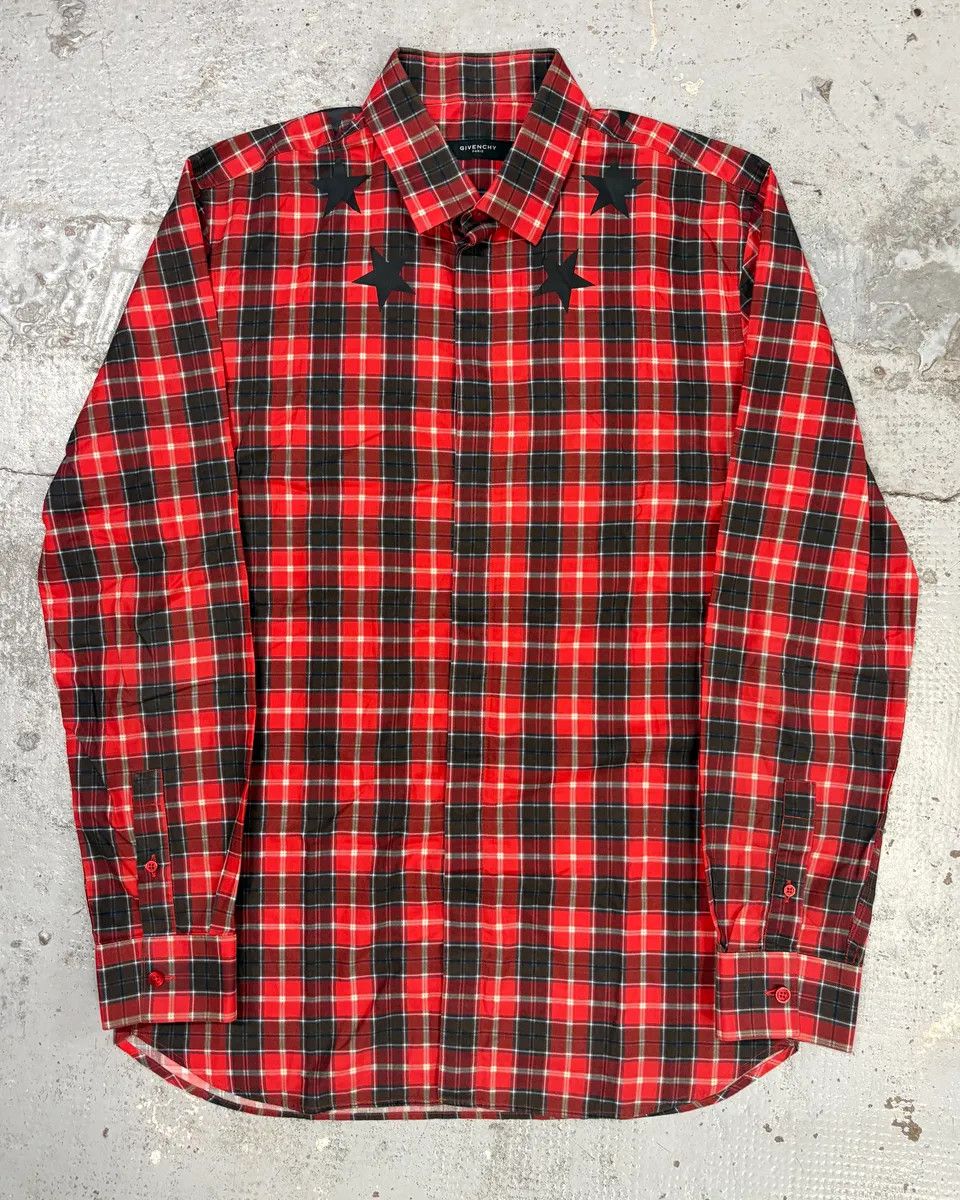 Givenchy SS2015 Givenchy Red Black Plaid Star Shirt by Riccardo Tisci Size US M / EU 48-50 / 2 - 1 Thumbnail