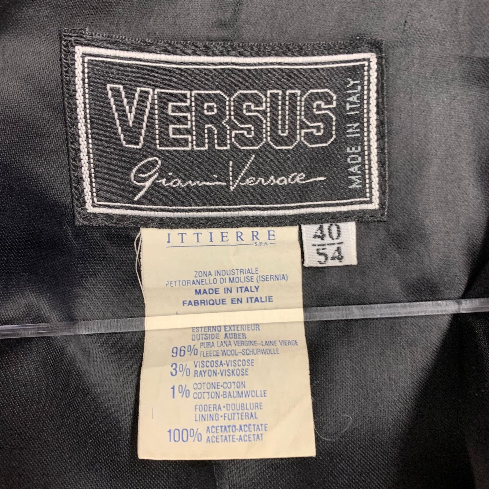Versace Vintage VERSUS Black White Herringbone Raglan Coat Size US L / EU 52-54 / 3 - 5 Thumbnail