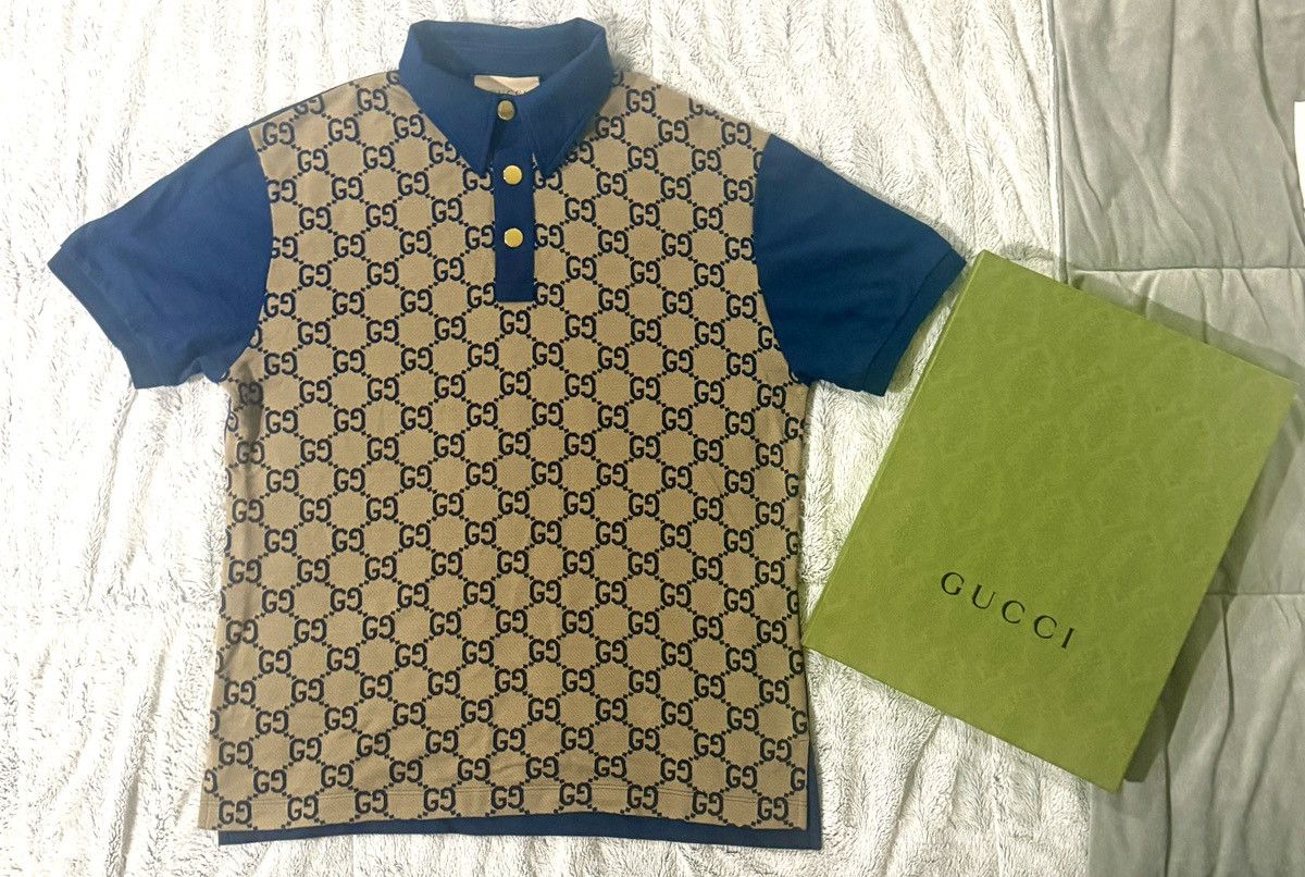 Gucci Gucci GG Monogram Polo Shirt Navy Blue Silk Blend Size Large Size US L / EU 52-54 / 3 - 2 Thumbnail