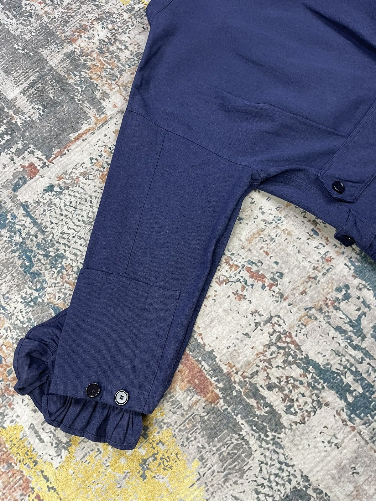 If Six Was Nine Erika Cavallini Flore Crew Neck Navy Ruffles Jacket Size M / US 6-8 / IT 42-44 - 8 Thumbnail