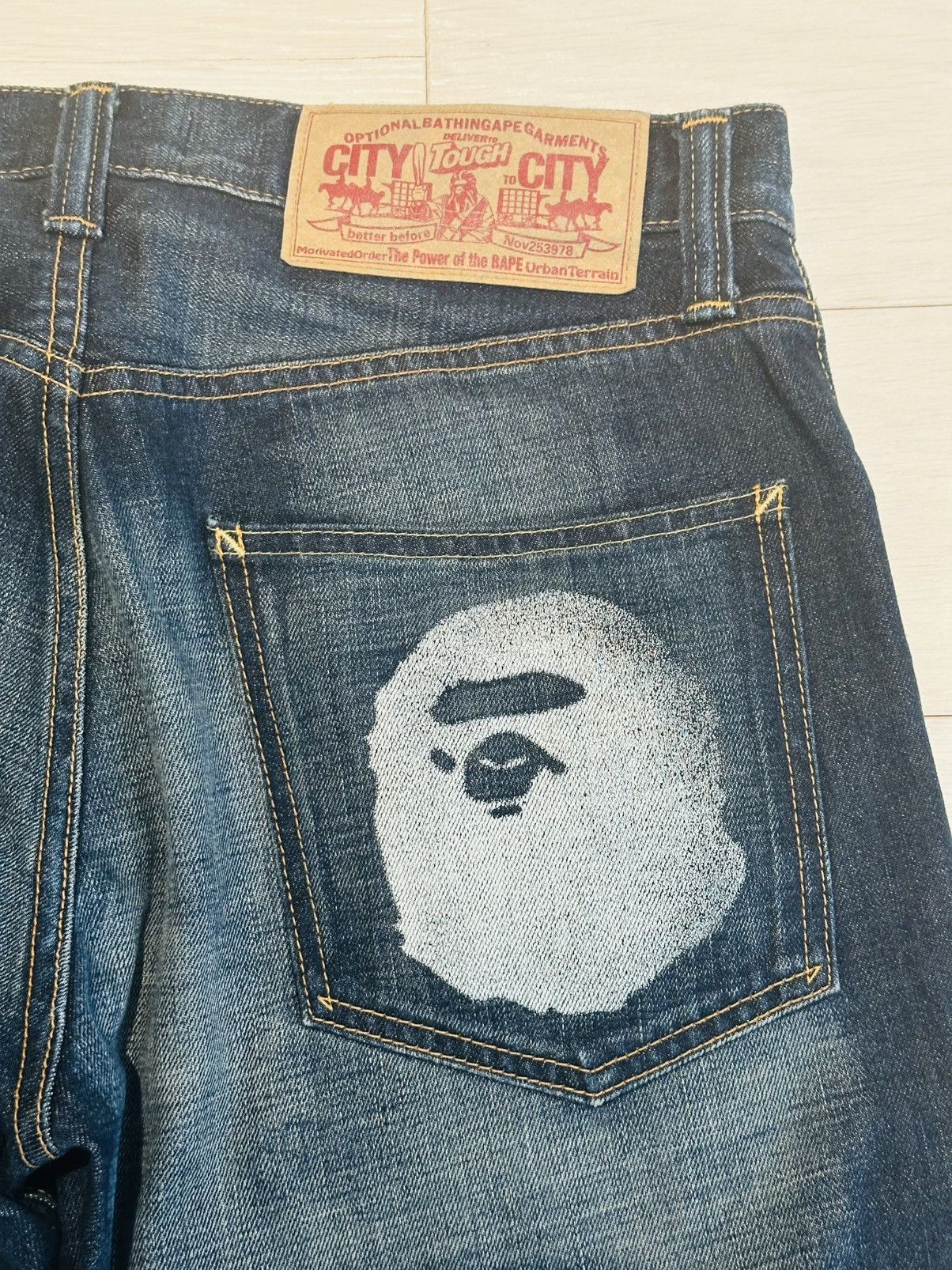 Bape bape head denim jeans size M japan made Size US 33 - 1 Thumbnail