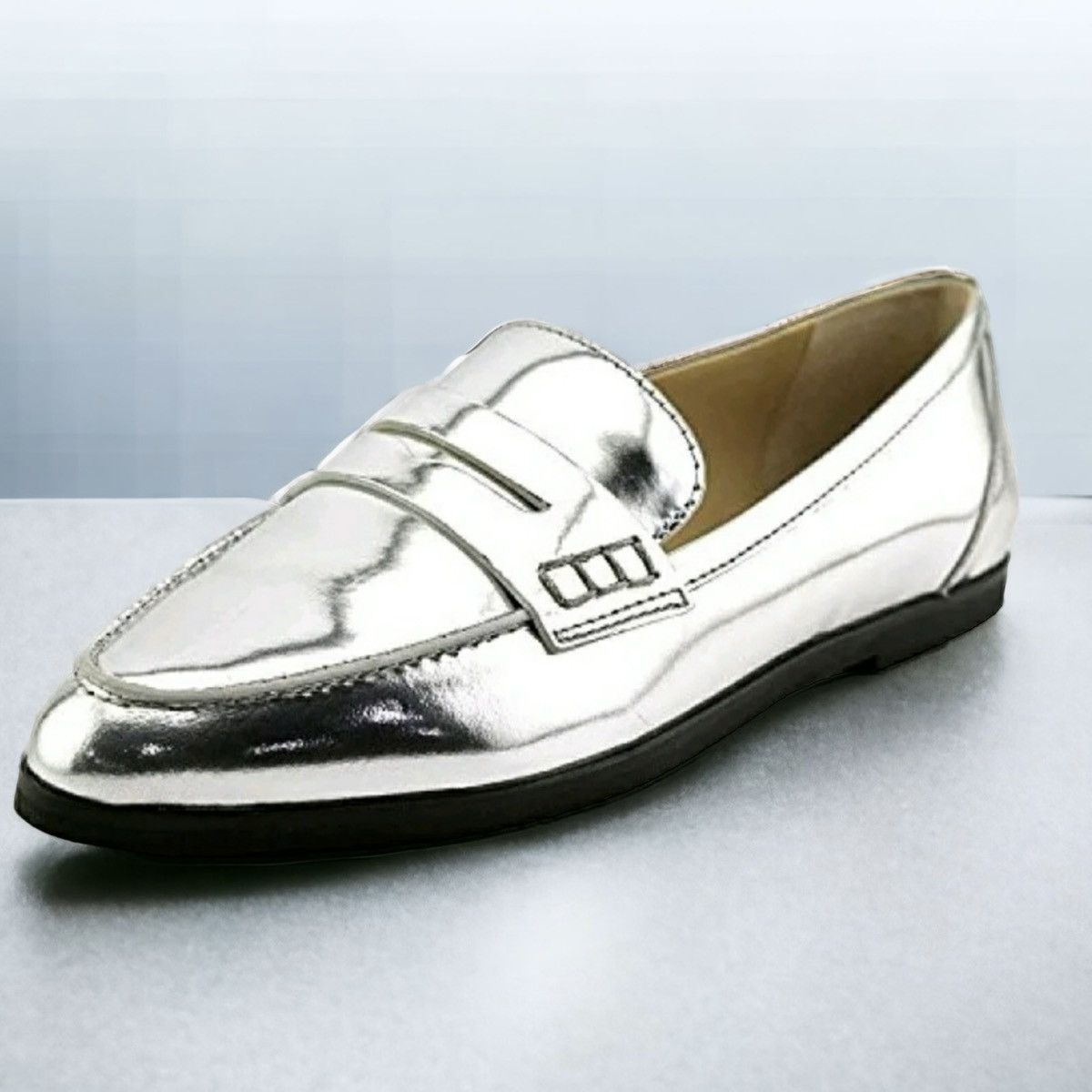 Michael Kors Connor metallic silver loafers