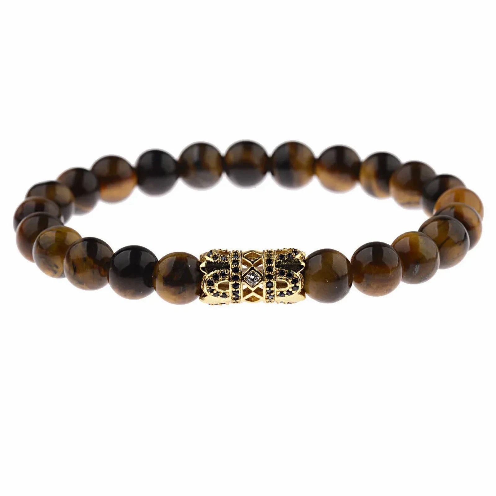 Bead Bracelet x Jewelry Regal Bracelet - Tiger's Eye & Yellow Gold, Men's