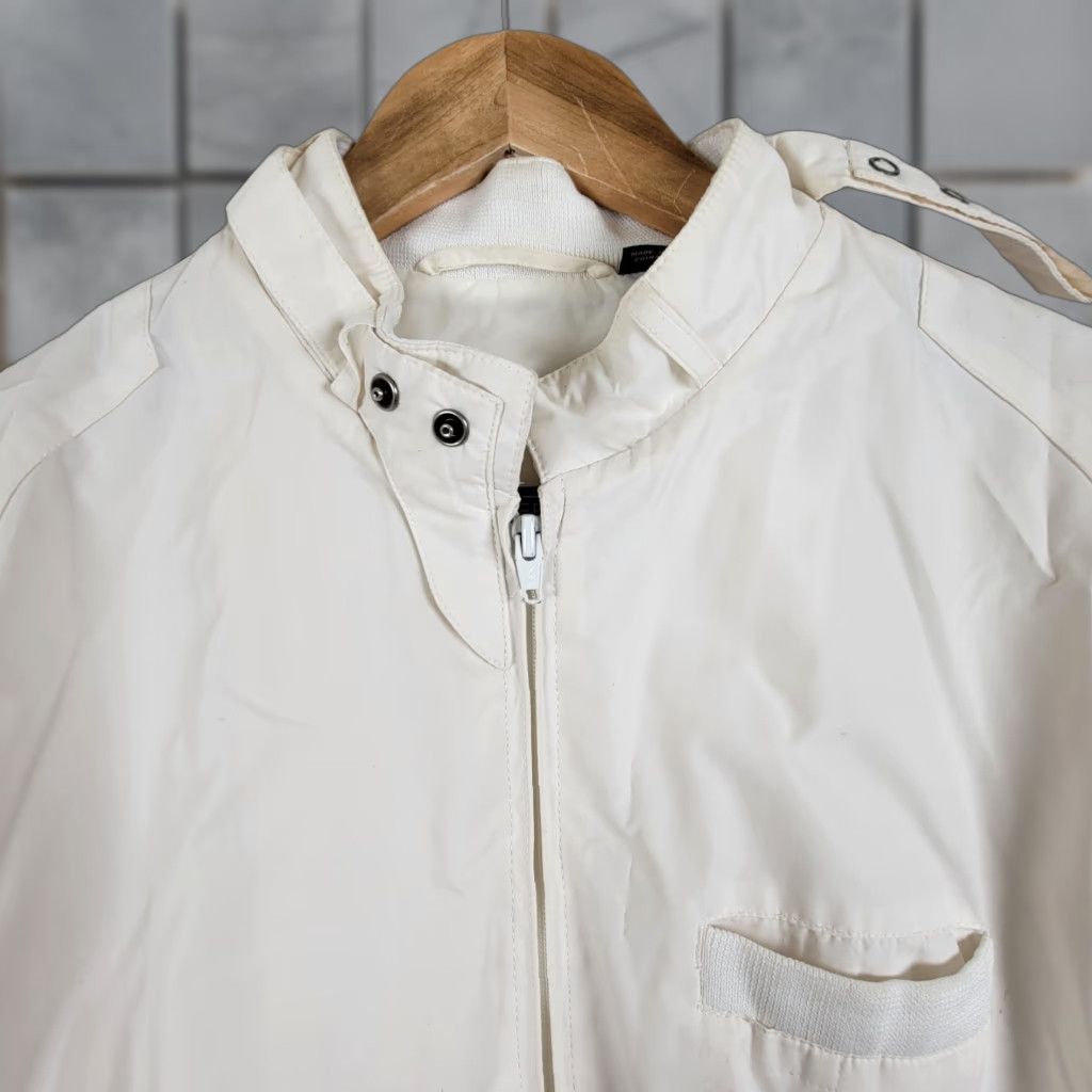Members Only VINTAGE Members Only Jacket Cream White Full Zip Lined Bomber 90s Mens M White Solid 90s Jacket Men Size US M / EU 48-50 / 2 - 1 Thumbnail