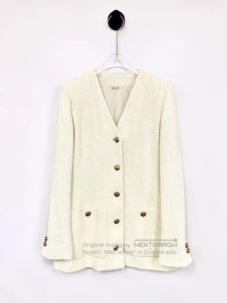 Gucci Gucci White woven gold buckle small fragrance style jacket Size XS / US 0-2 / IT 36-38 - 1 Thumbnail