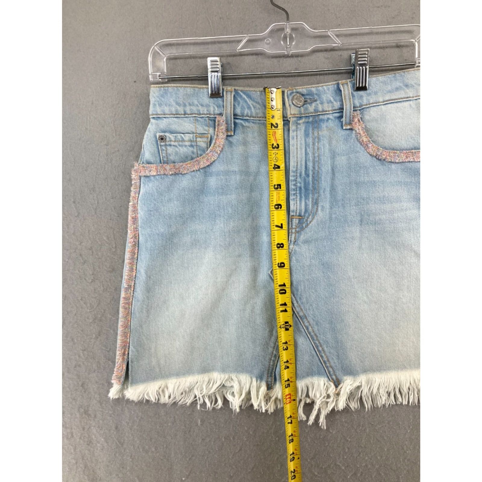 7 For All Mankind 7 For All Mankind Womens Denim Skirt 26 Raw Hem Fringe Mini 90s Bohemian Blues Color Denim Skirt Womens Mens?`` Size 26" / US 2 / IT 38 - 4 Thumbnail