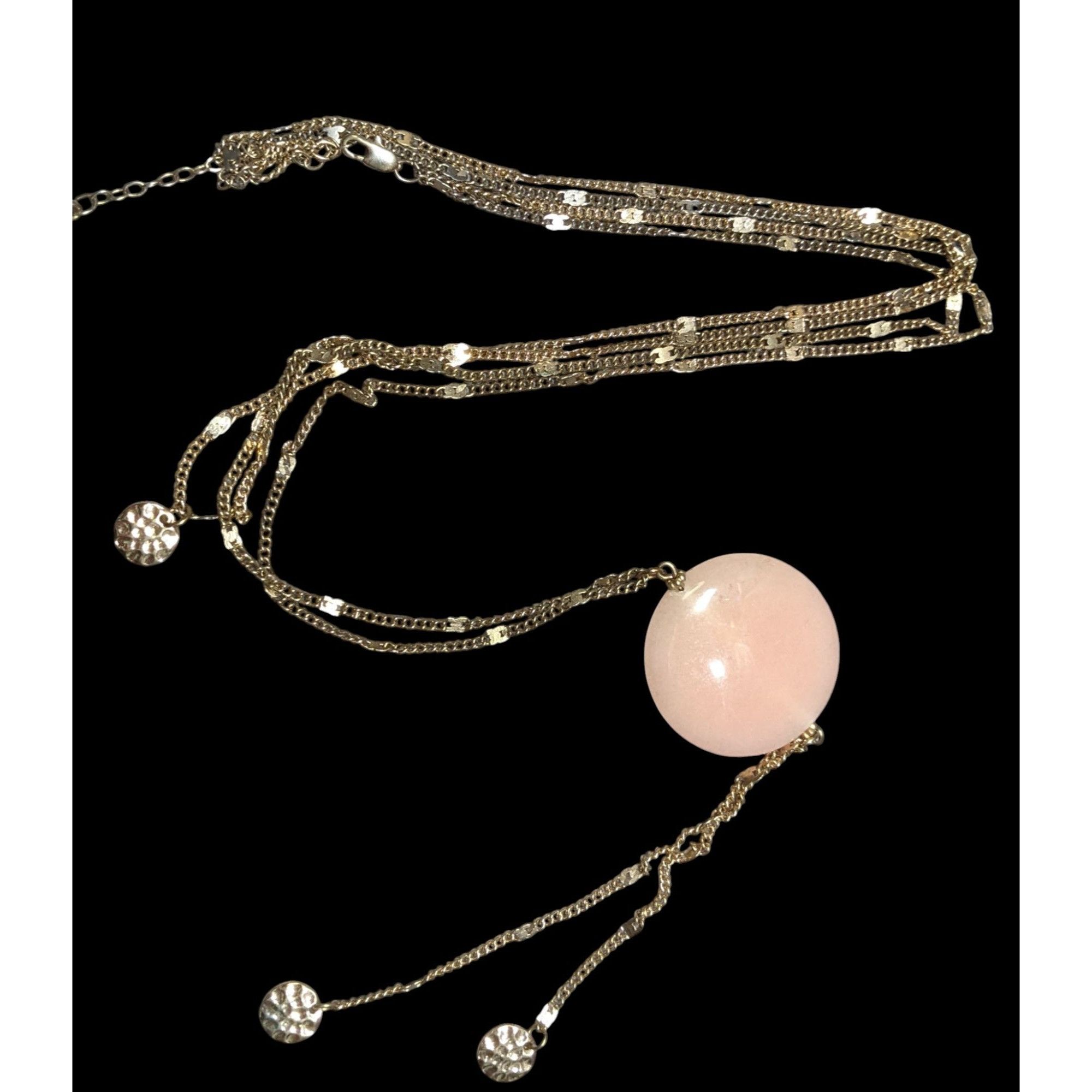 Other Layered Gold Chain Rose Quartz Sphere Pendant Necklace With Size ONE SIZE - 1 Thumbnail