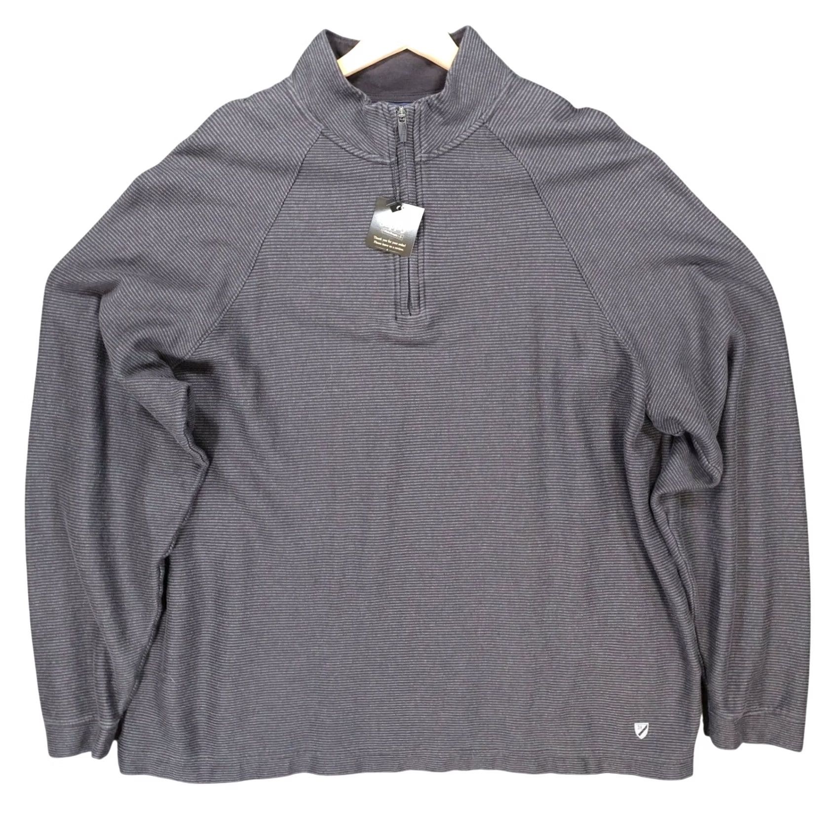 Cremieux Cremieux Mens XXL Pullover Charcoal Gray Cotton Ribbed Quarter Zip Excellent Size US XXL / EU 58 / 5 - 2 Thumbnail