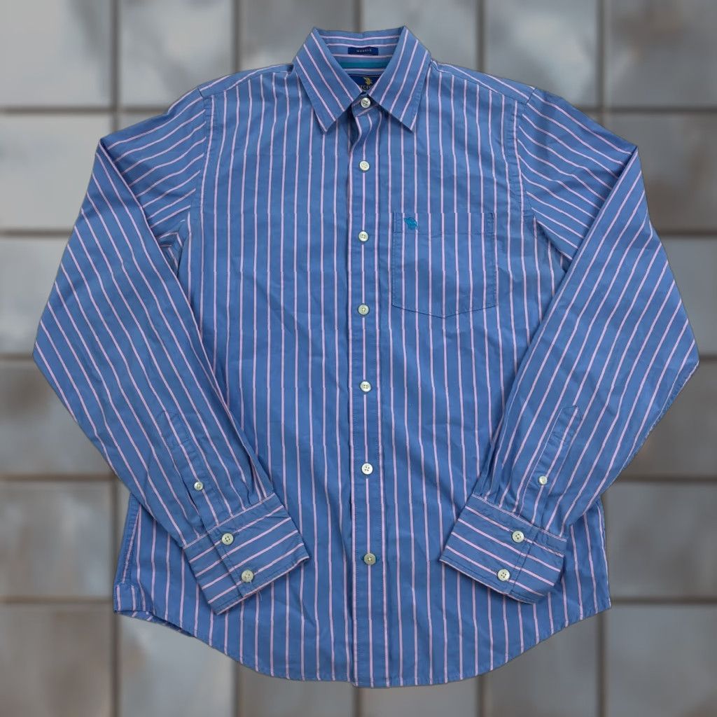 Abercrombie & Fitch Abercrombie & Fitch Shirt Mens Medium Muscle Fit Vintage Y2K Stripe Button-Up Collared Long Sleeve Blue Size US M / EU 48-50 / 2 - 1 Thumbnail