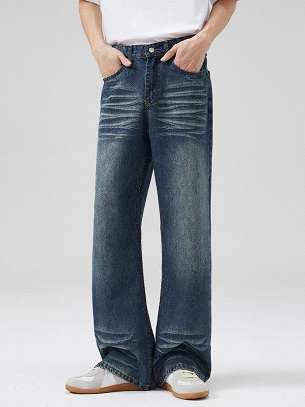 Japanese Brand Men's Retro Washed Whiskered Flared Jeans Y2K Size US 32 / EU 48 - 1 Thumbnail