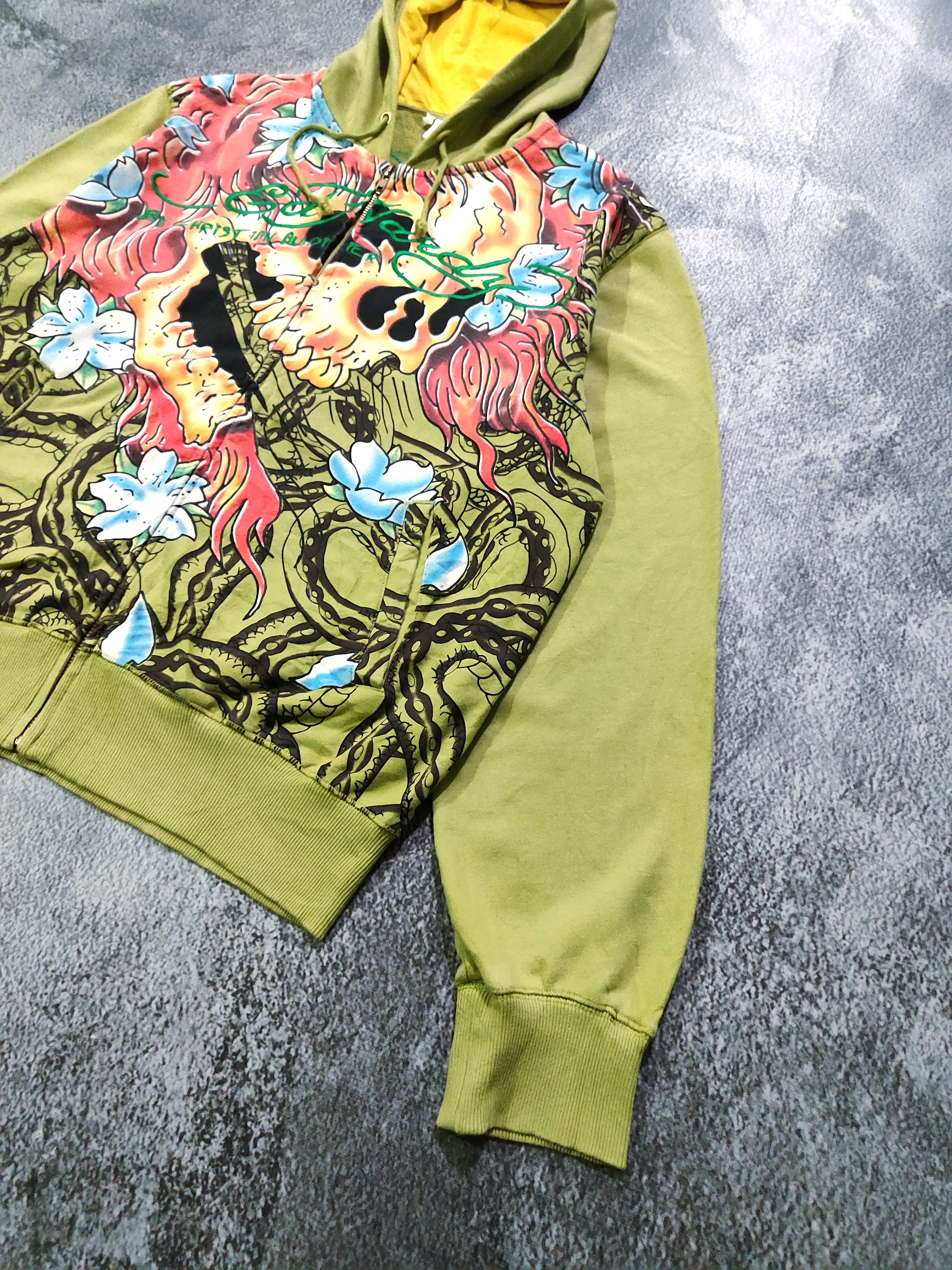 Ed Hardy Y2K Ed Hardy By Christian Audigier Green ZipUp Hoodie Size US XXL / EU 58 / 5 - 7 Thumbnail