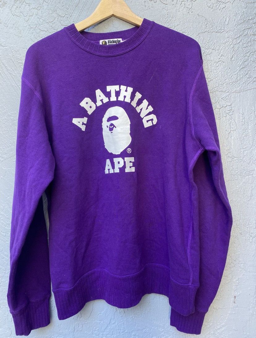 image of Bape College Crewneck in Purple, Men's (Size XL)