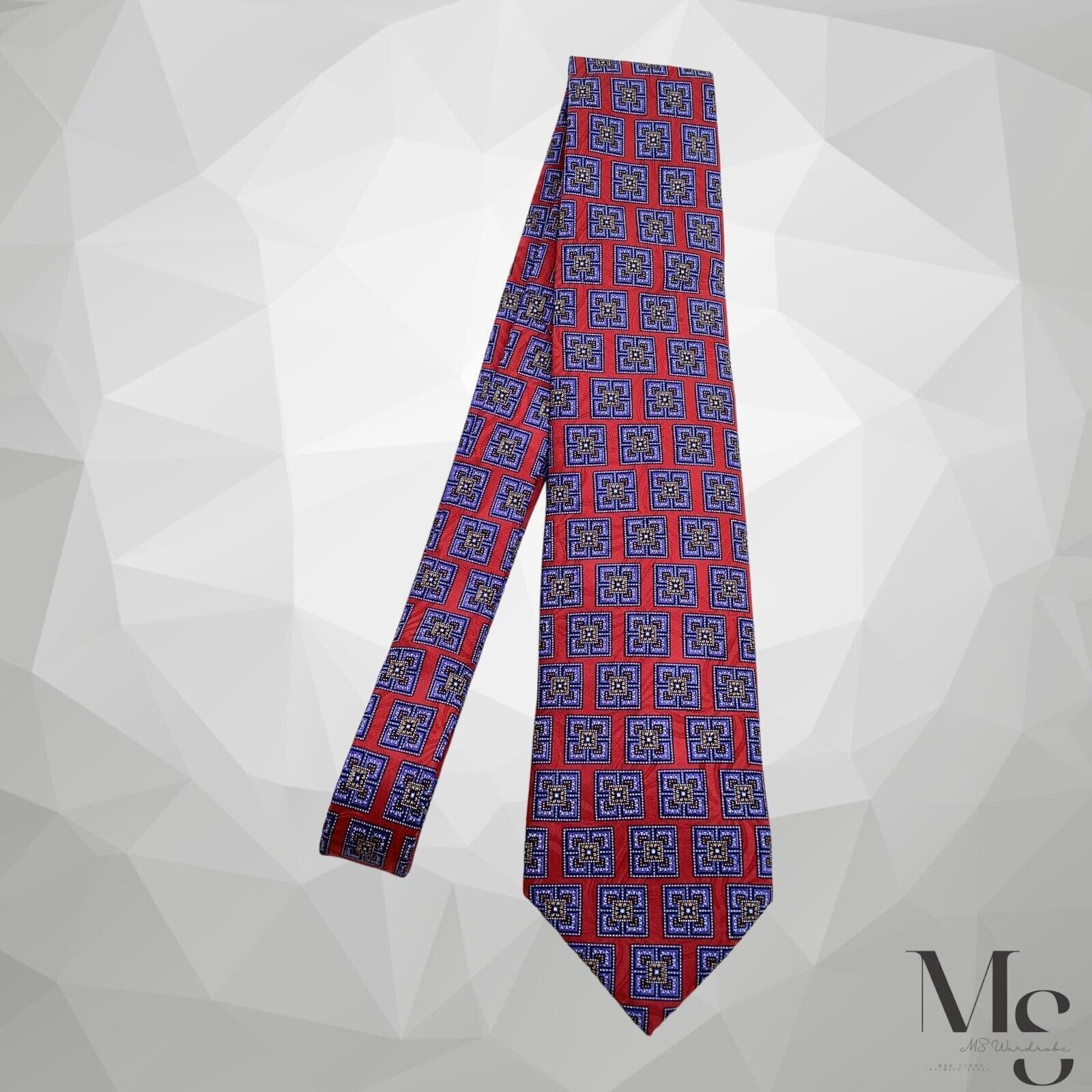Ermenegildo Zegna ERMENEGILDO ZEGNA Black Tag Red Blue Medallion Silk Tie Ital Size ONE SIZE - 8 Thumbnail