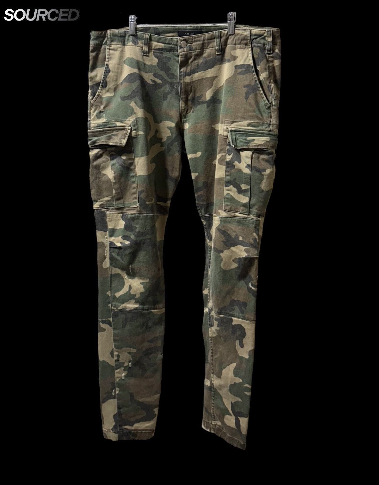 image of Amiri Camo Cargo Pants Green in Green Camo, Men's (Size 36)