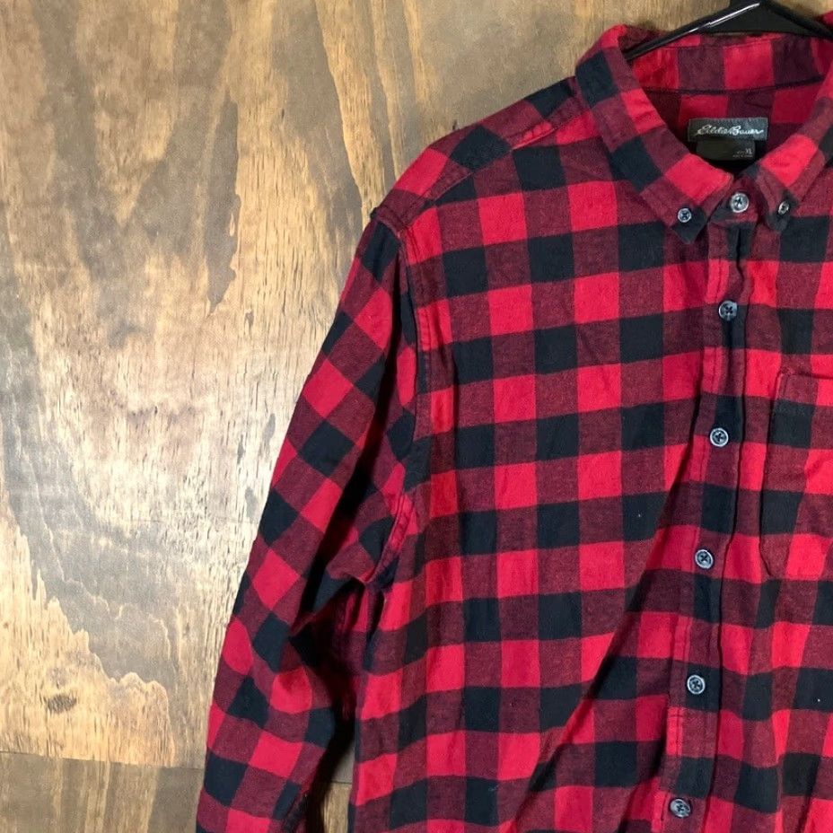 Eddie Bauer Eddie Bauer Womens Shirt Red Black Plaid Button Down Long Sleeve 100% Cotton XL Size US XL / EU 56 / 4 - 4 Thumbnail