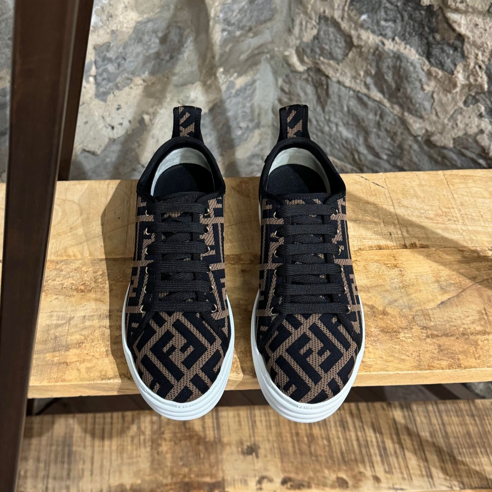 Fendi Fendi Zucca FF Brown Mesh Platform Sneakers Size US 8 / IT 38 - 2 Thumbnail