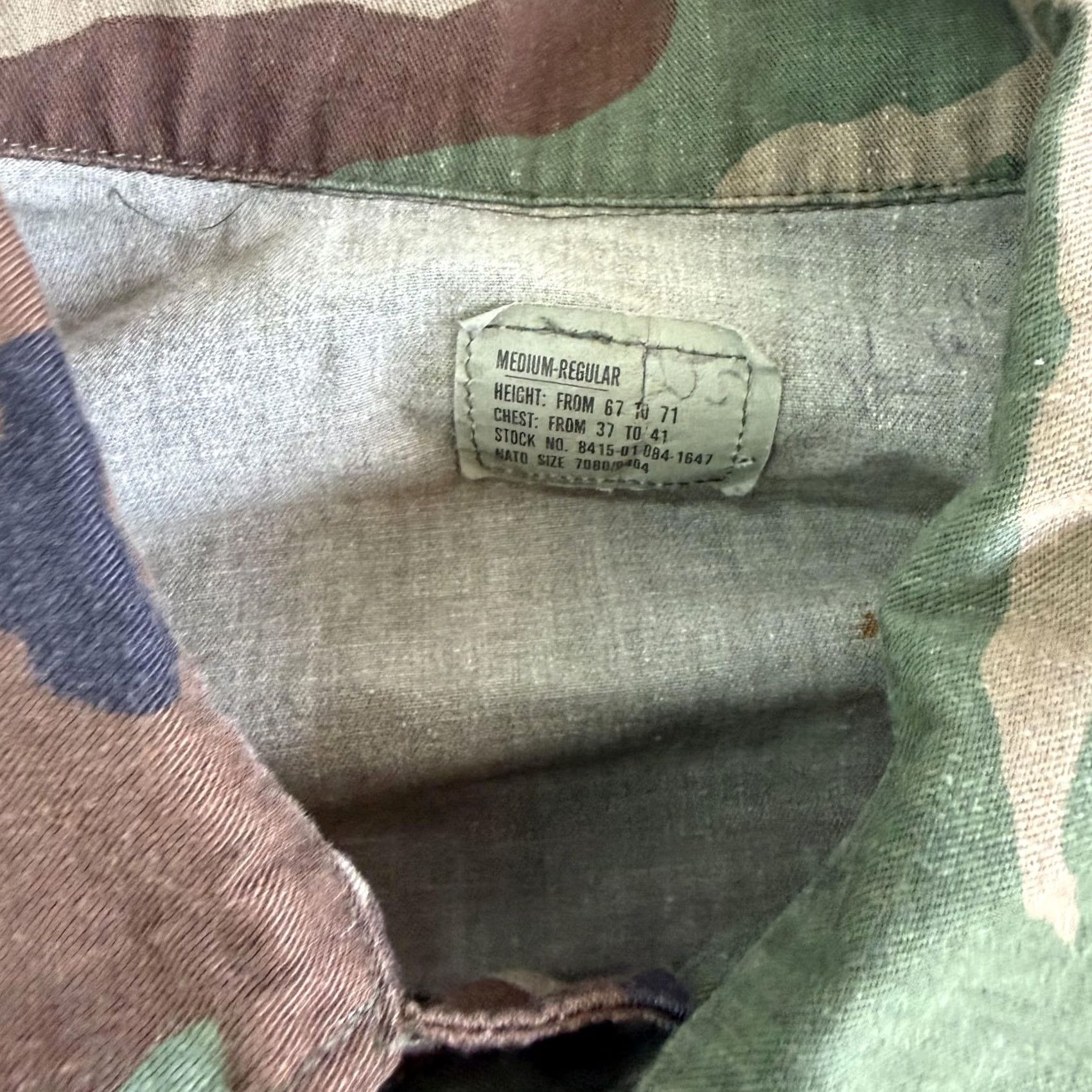 Vintage Camouflage Jacket Mens Medium Green Woodland Camo Military Field Button Pockets Size US M / EU 48-50 / 2 - 2 Thumbnail