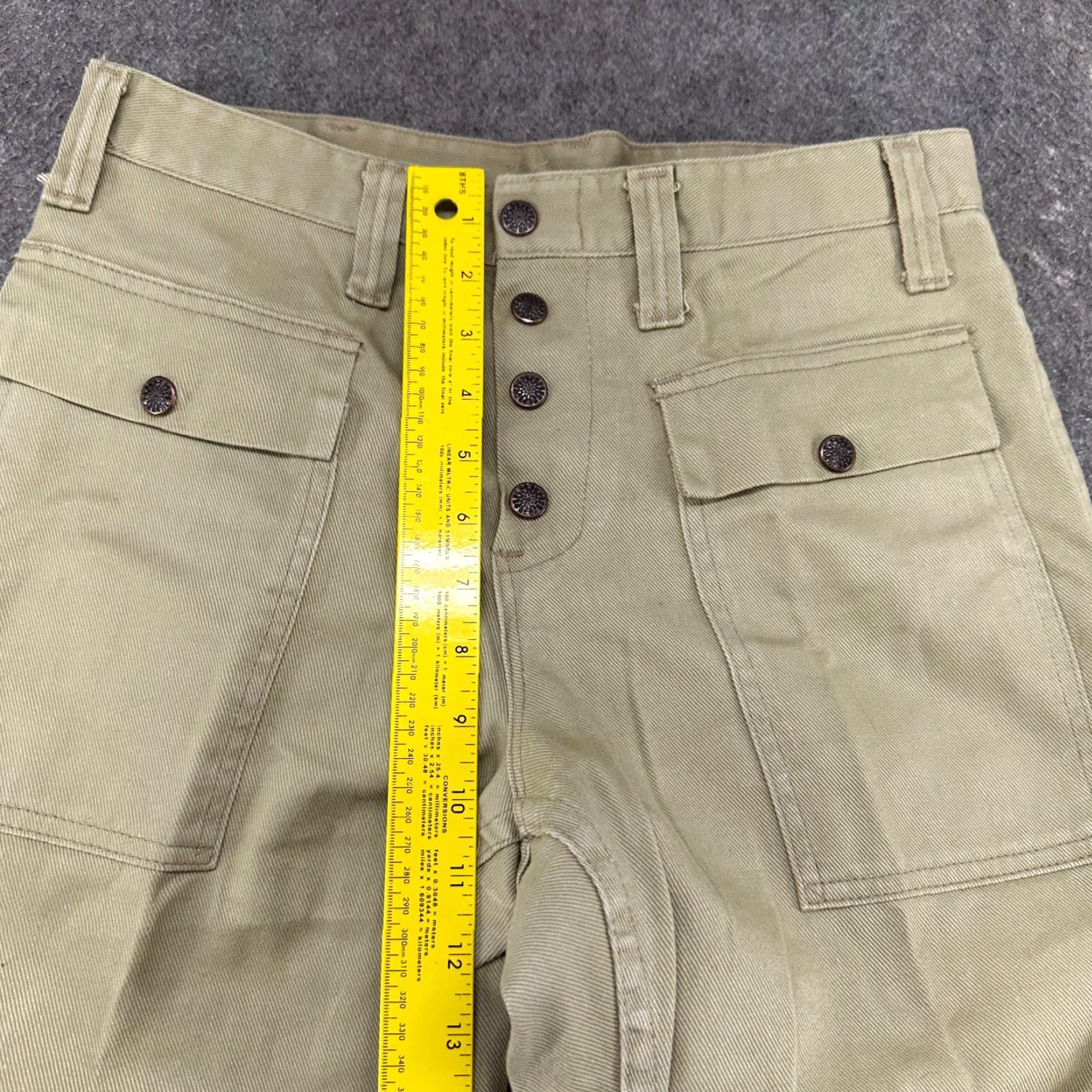 Bell VINTAGE Flare Pants Womens 30x31 Beige Military Bell Bottom Wide Leg Cargo 70s Pants Womens Wide-Leg Beige 30 31 Vintage Rock Pockets Stretch Mens? Size 30" / US 8 / IT 44 - 3 Thumbnail