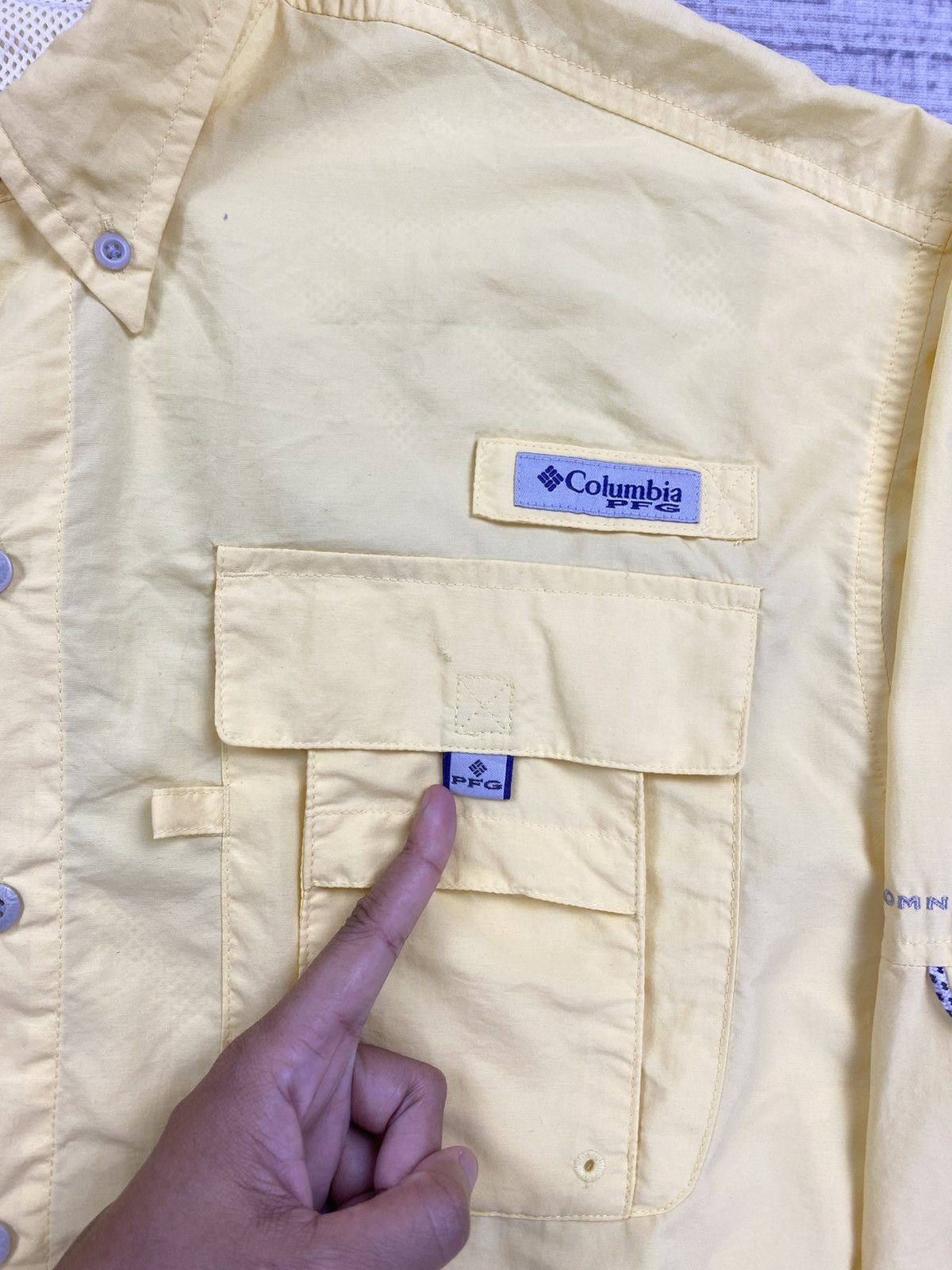 Columbia × Japanese Brand × Vintage Vintage Columbia PFG Soft Yellow Longsleeve Button Up Shirt Size US L / EU 52-54 / 3 - 7 Thumbnail