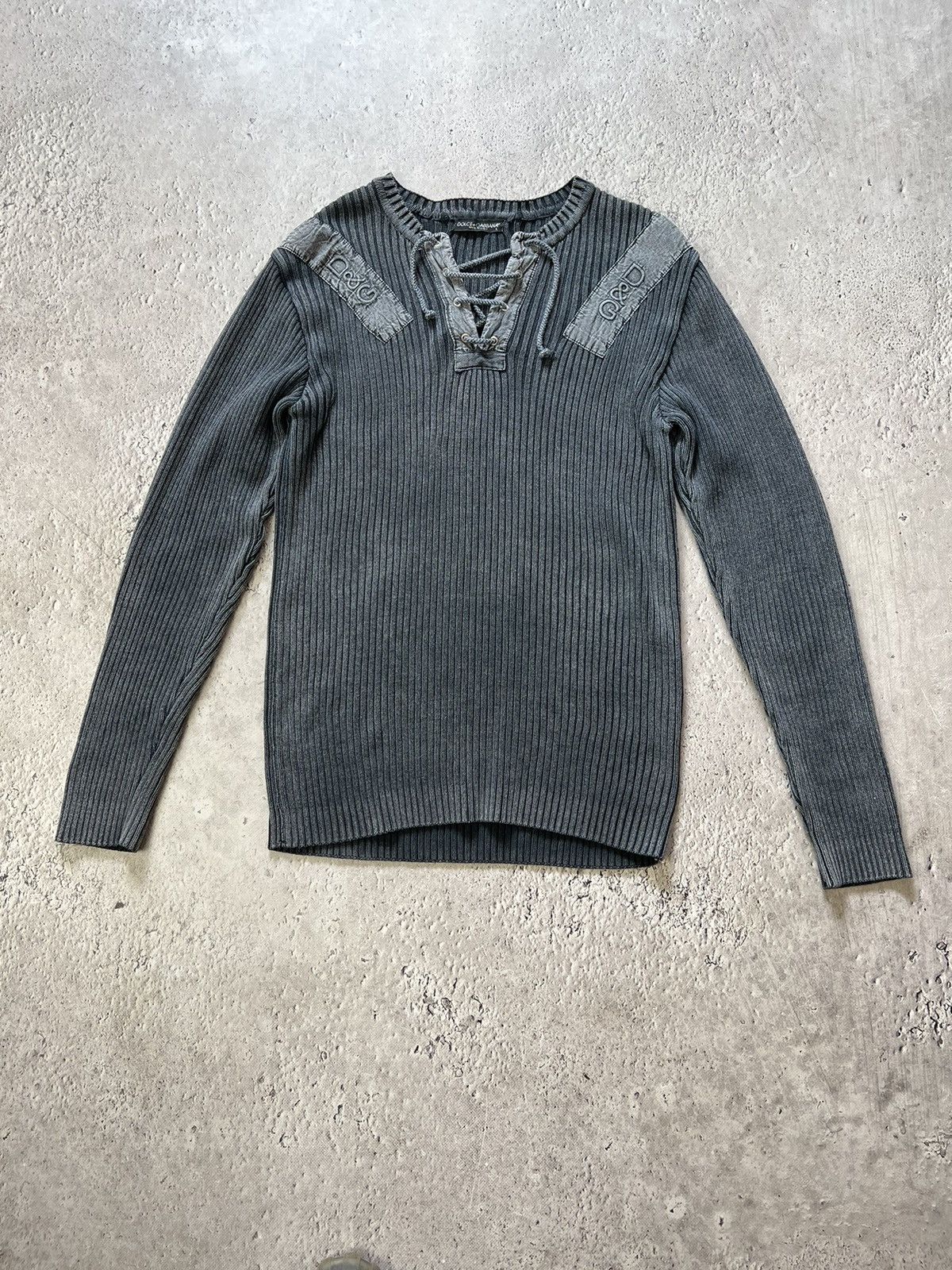Dolce & Gabbana × Japanese Brand × Vintage Vintage Y2K Dolce & Gabbana Distressed faded effect sweater Size US L / EU 52-54 / 3 - 1 Thumbnail