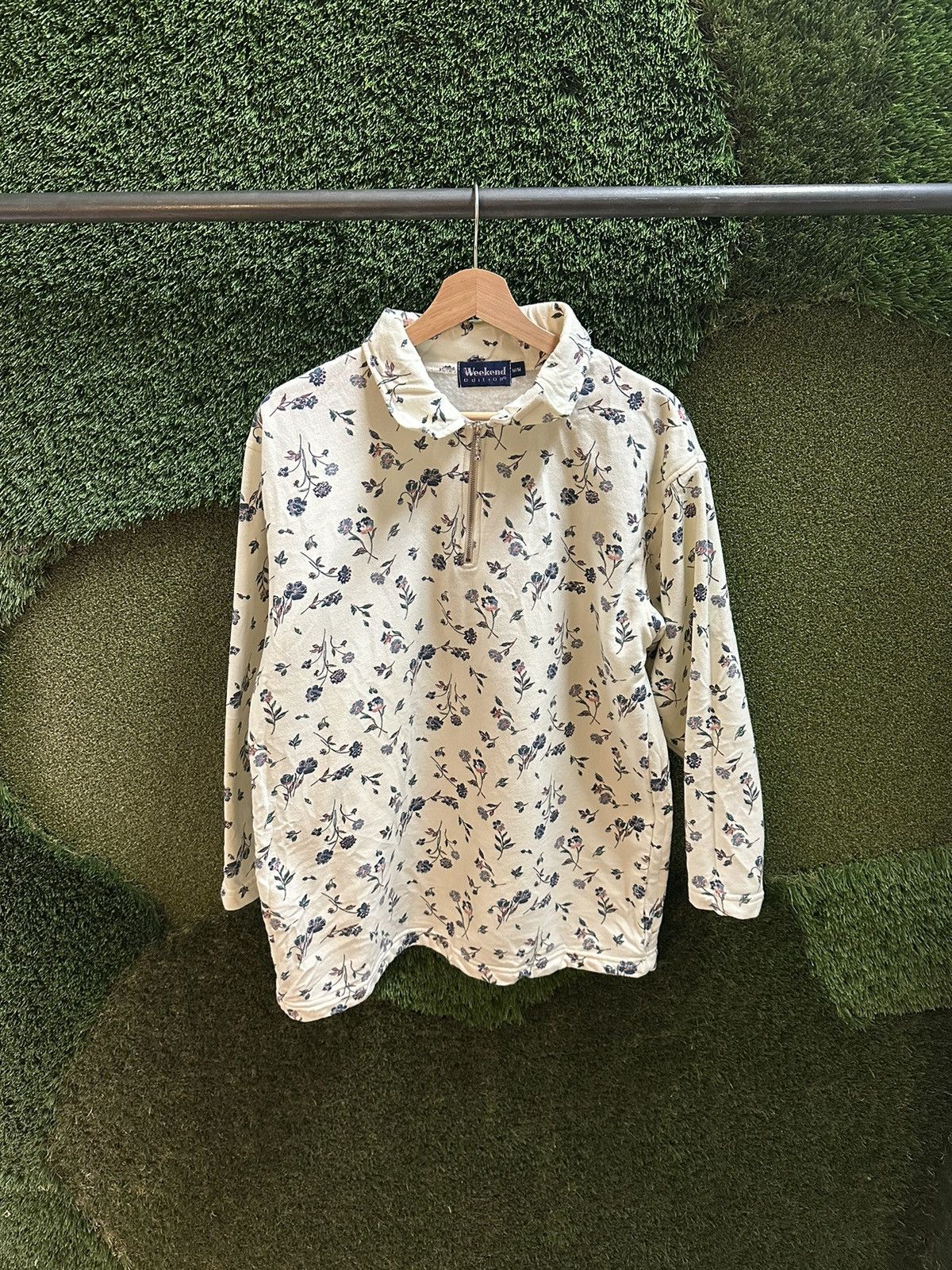 Vintage Vintage Floral 1/4 Zip-up Sweatshirt Medium Size M / US 6-8 / IT 42-44 - 1 Thumbnail