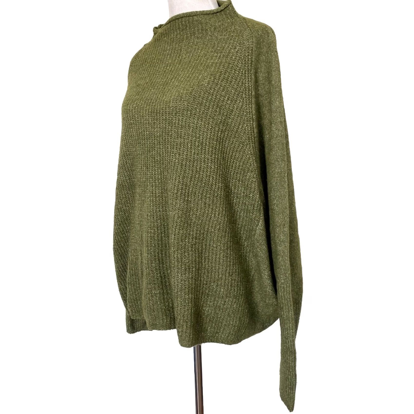 Vintage Able Women’s Sweater Heather Green Slouchy Pullover Mock Neck 1X Womens Pullover Sweater Green 1X Size XL / US 12-14 / IT 48-50 - 2 Thumbnail