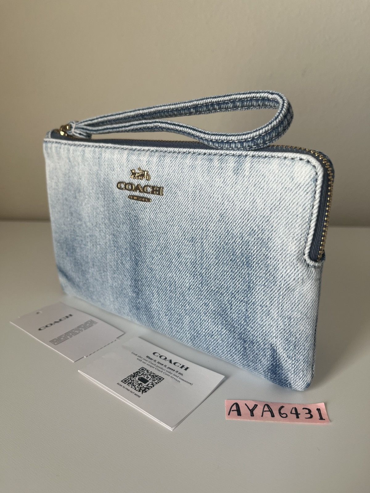 Coach Coach Large Corner Zip Wristlet In Loved Denim Size ONE SIZE - 2 Thumbnail