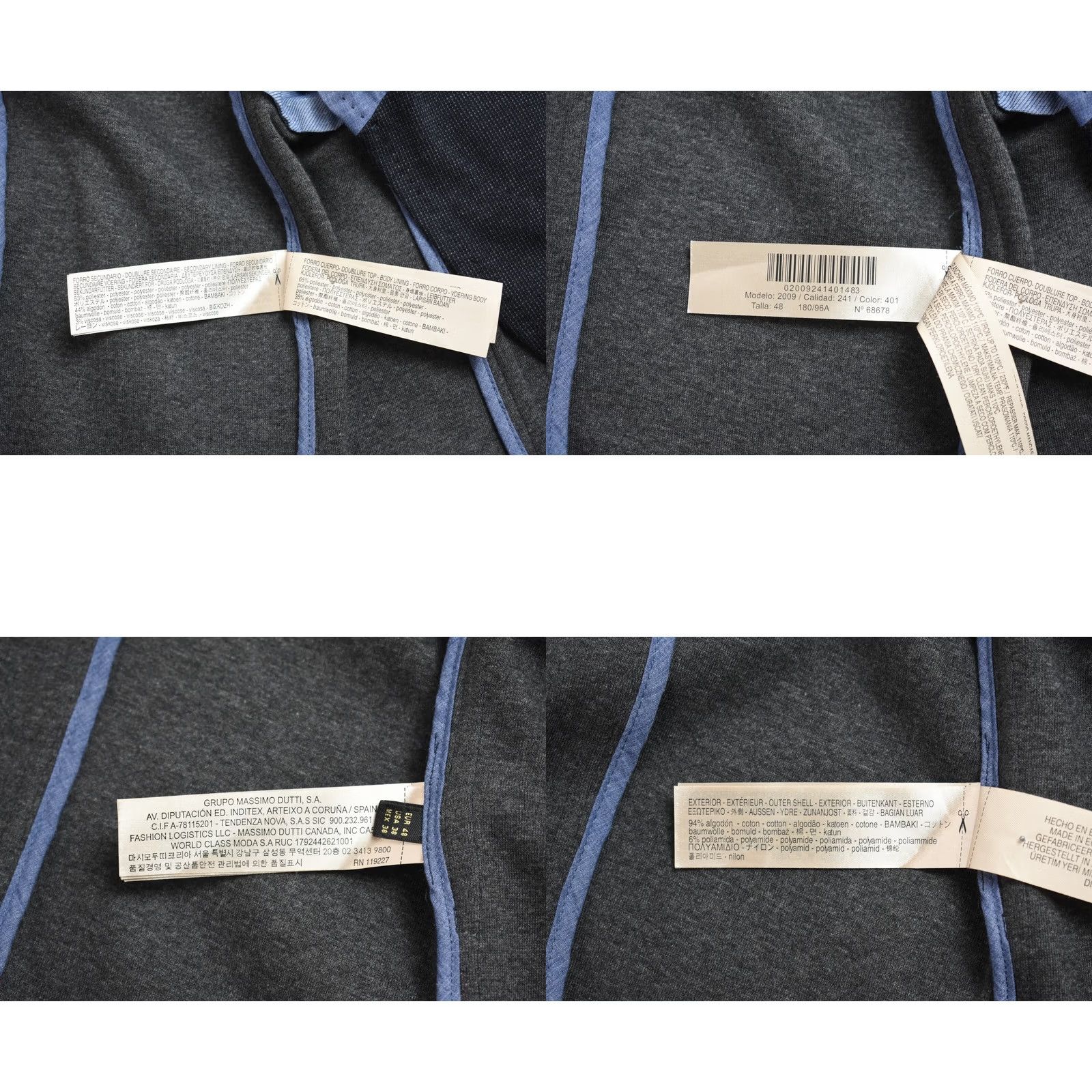 Massimo Dutti Massimo Dutti Blazer Men EU 48 Melange Partly Lined Single-Breasted Grey Size 48R - 8 Thumbnail