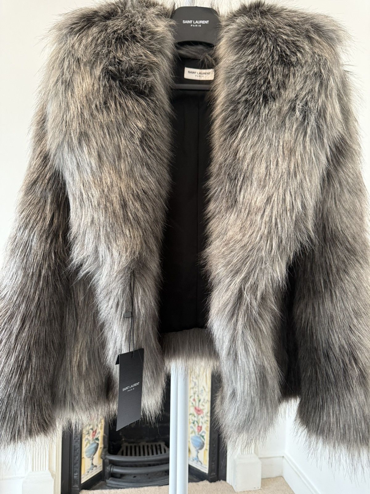 Saint Laurent Paris FW23 Saint Laurent Short Grey Animal-Free Fur Coat Size M / US 6-8 / IT 42-44 - 6 Thumbnail