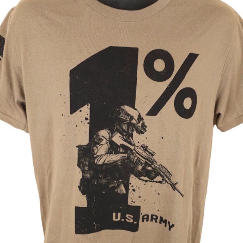 Gildan United States Army T Shirt Mens Size Medium Beige 1% US Military Recon Wear Size US M / EU 48-50 / 2 - 2 Thumbnail