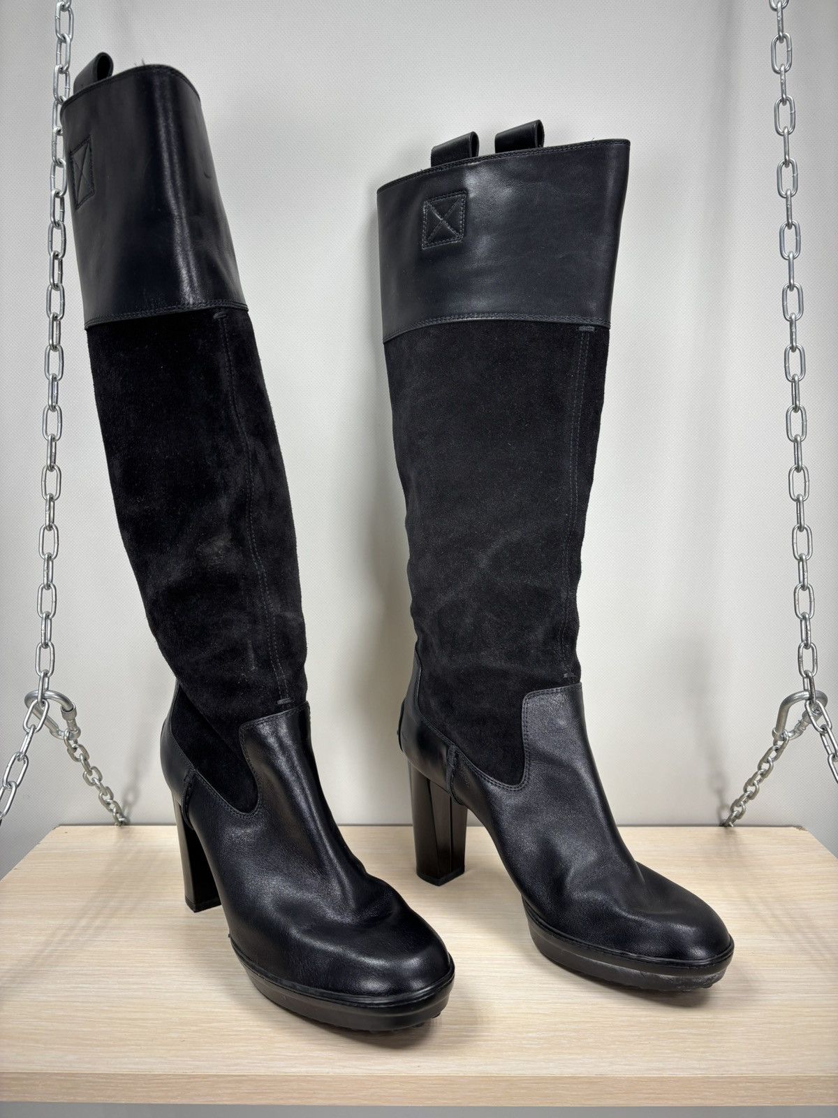 Tod's Womens leather boots TODS Size 38 1/2 Color Black Size US 8.5 / IT 38.5 - 2 Thumbnail