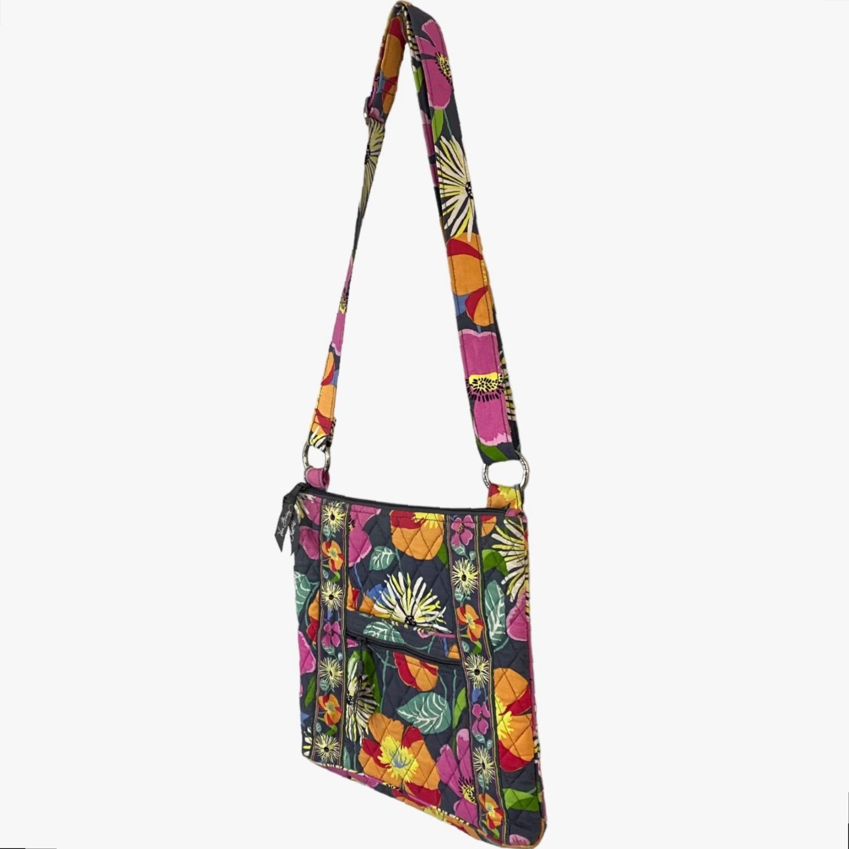 Vera Bradley VINTAGE Vera Bradley Crossbody Purse Jazzy Blooms Quilted Floral Print Adjustable Strap Womens Bag Multi Pocket Zip Closure Size ONE SIZE - 2 Thumbnail