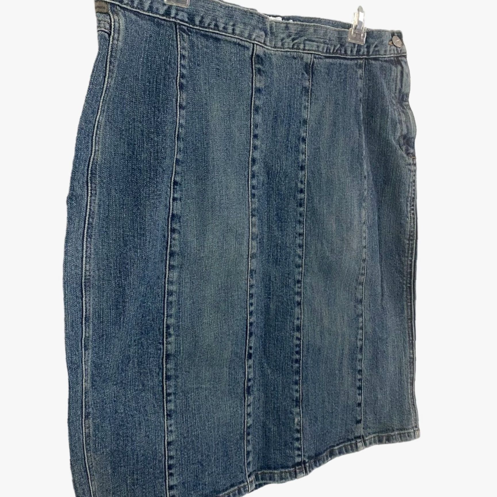 Calvin Klein VINTAGE Calvin Klein Denim Skirt Women Size 16 Short Blue Y2K 98% Cotton 2% Elastane Size 38" / US 16 / IT 52 - 3 Thumbnail