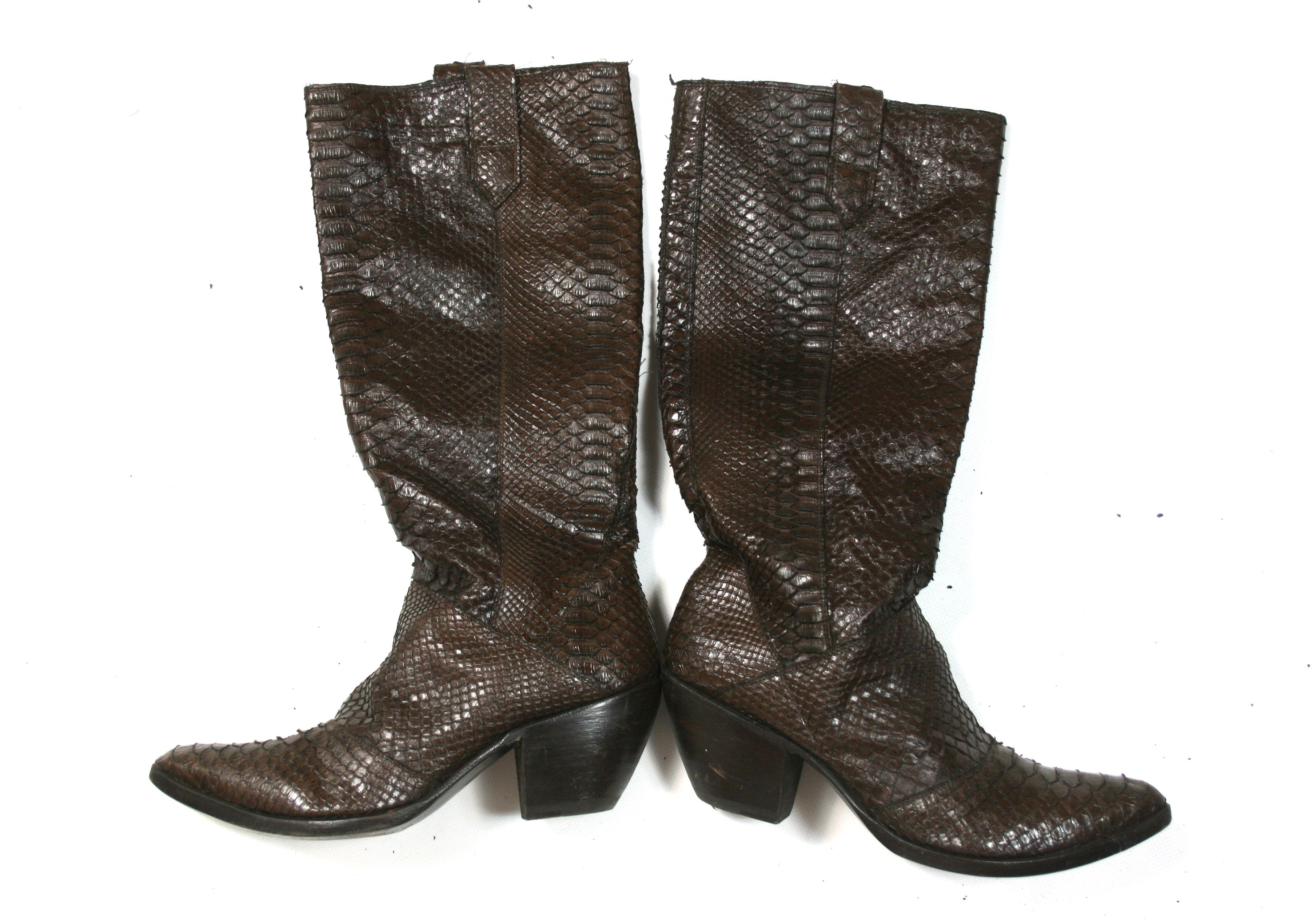 Gianni Barbato Cowboy Python Leather High Boots Size US 9 / IT 39 - 1 Thumbnail