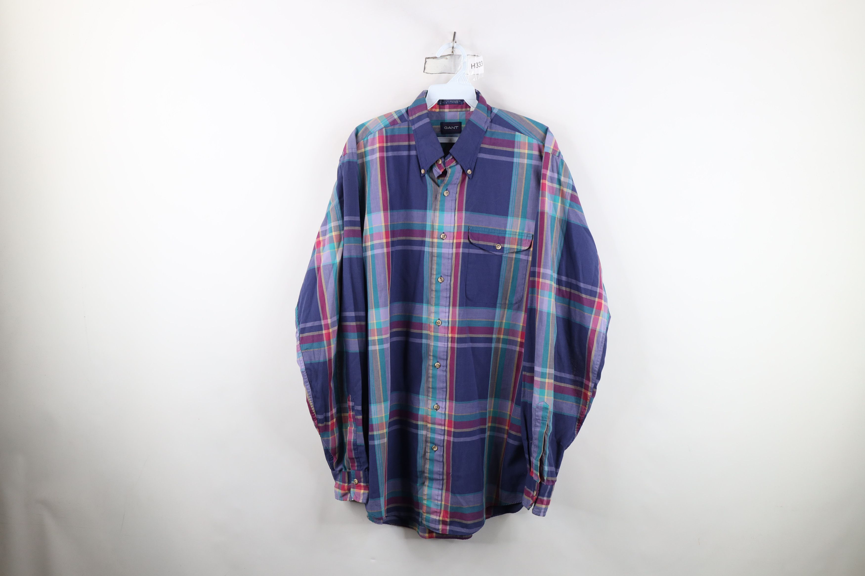 Vintage Vintage 90s Streetwear Madras Plaid Button Down Shirt Size US L / EU 52-54 / 3 - 1 Thumbnail