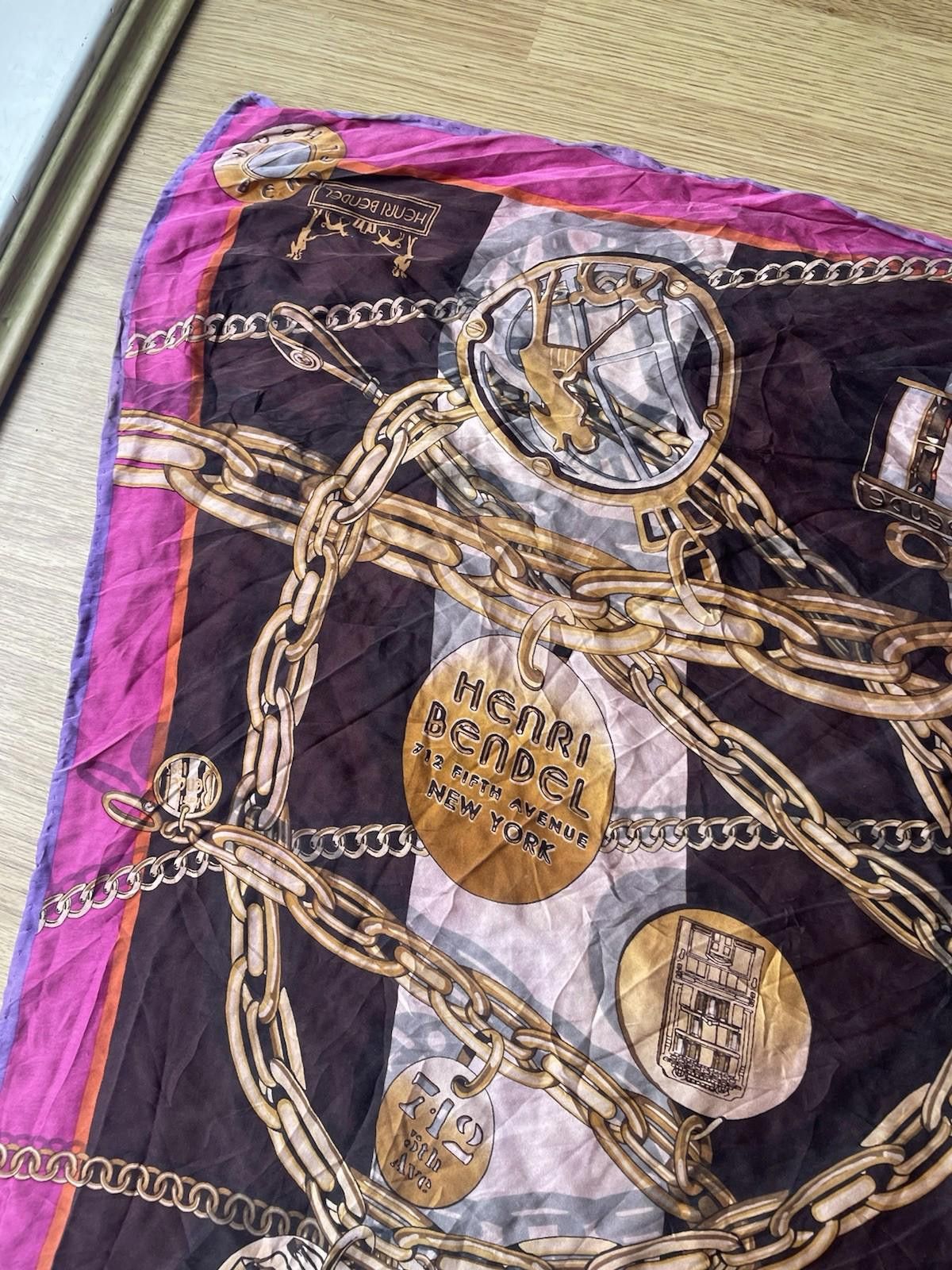 Designer 80s Henri Bendel 100% Silk Vintage Scarf 712th New York Size ONE SIZE - 3 Thumbnail