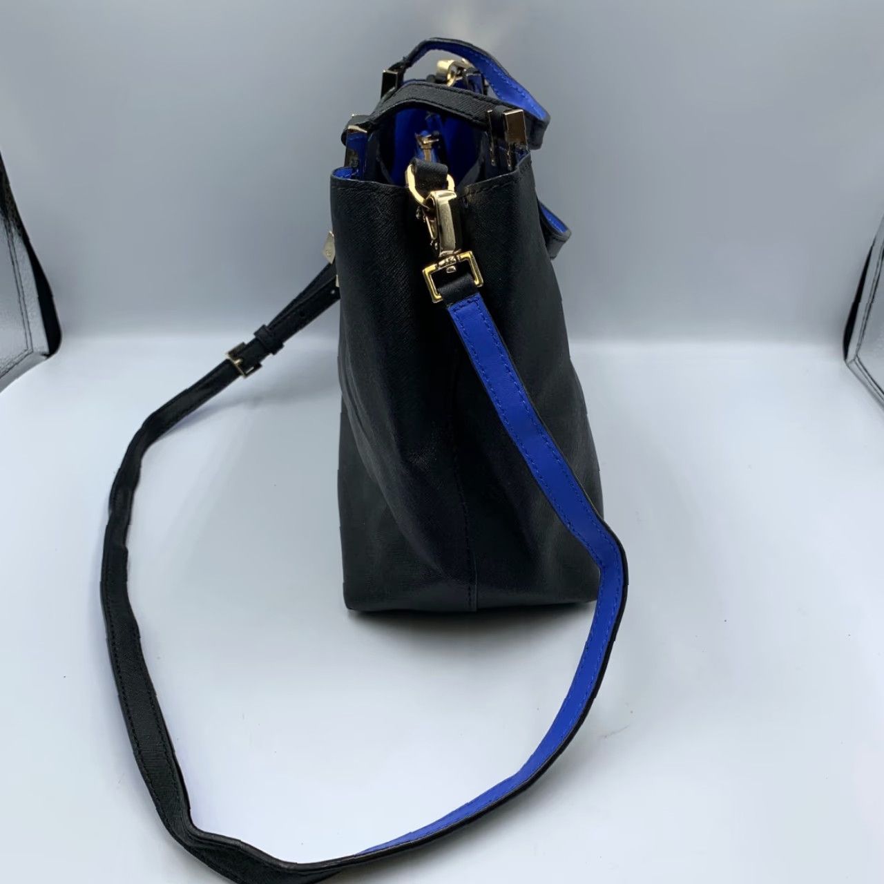 Vintage Kate Spade New York Tote Bag Women's Black Blue Cow Leather Crossbody Strap Bag Size ONE SIZE - 6 Thumbnail