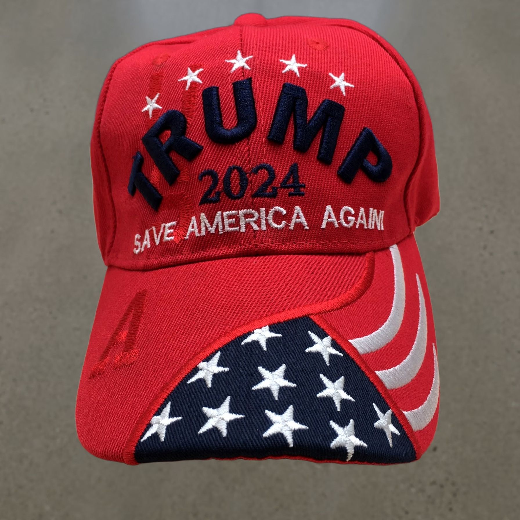 Logo 7 Trump 2024 Baseball Cap Mens Red OS Adjustable Curved Brim Embroidered Logo Size ONE SIZE - 1 Thumbnail