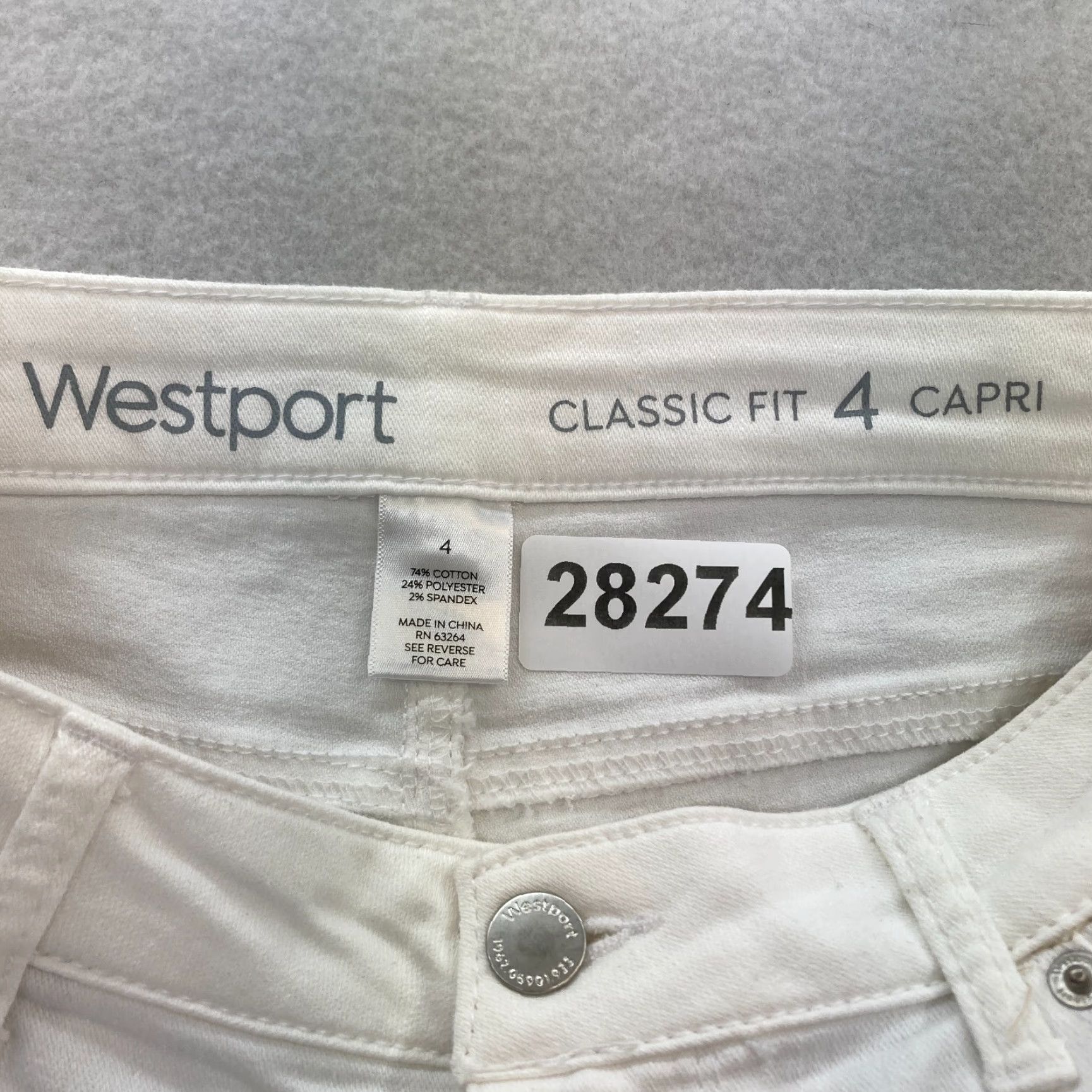 Vintage Westport Capri Jeans Women's 4 Classic Fit White Stretch Denim High Rise Casual Size 28" / US 6 / IT 42 - 4 Thumbnail