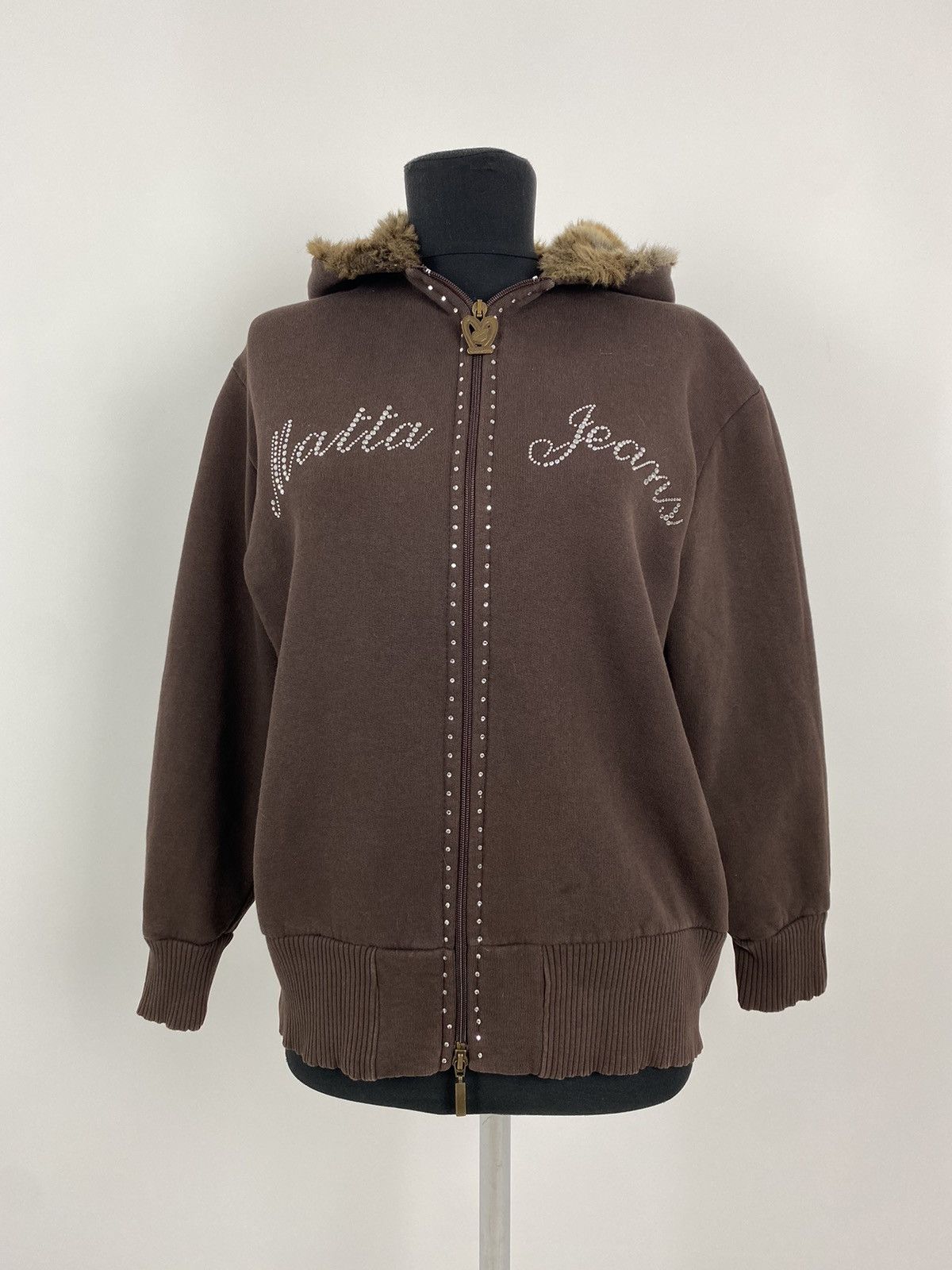 Vintage Y2K Vintage Malta Jeans Rhinestone Logo Faux Fur Boxy Hoodie Size L / US 10 / IT 46 - 10 Thumbnail