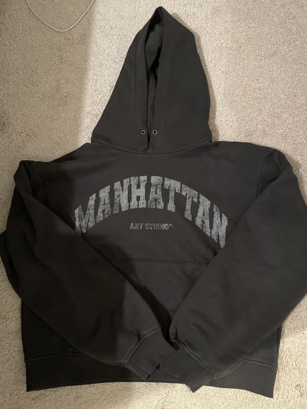 image of Oree New York Manhattan Washed Grey Hoodie M Size in Washed Gray, Men's