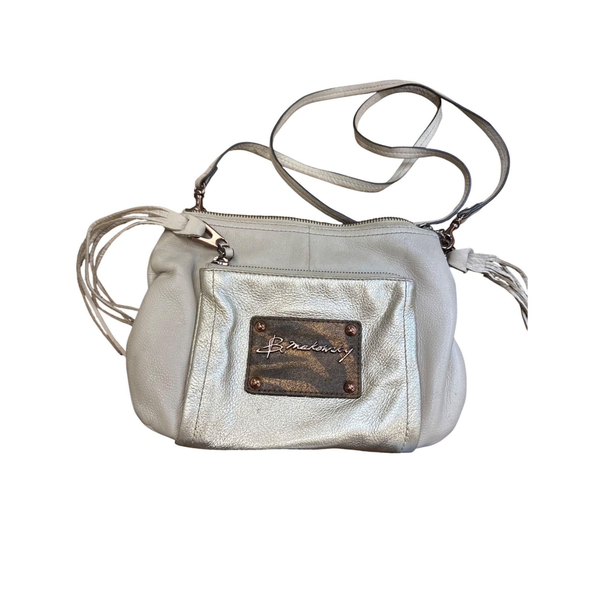 Designer B Makowsky Womens Tan Leather Crossbody Purse With Tassel SK Size ONE SIZE - 3 Thumbnail