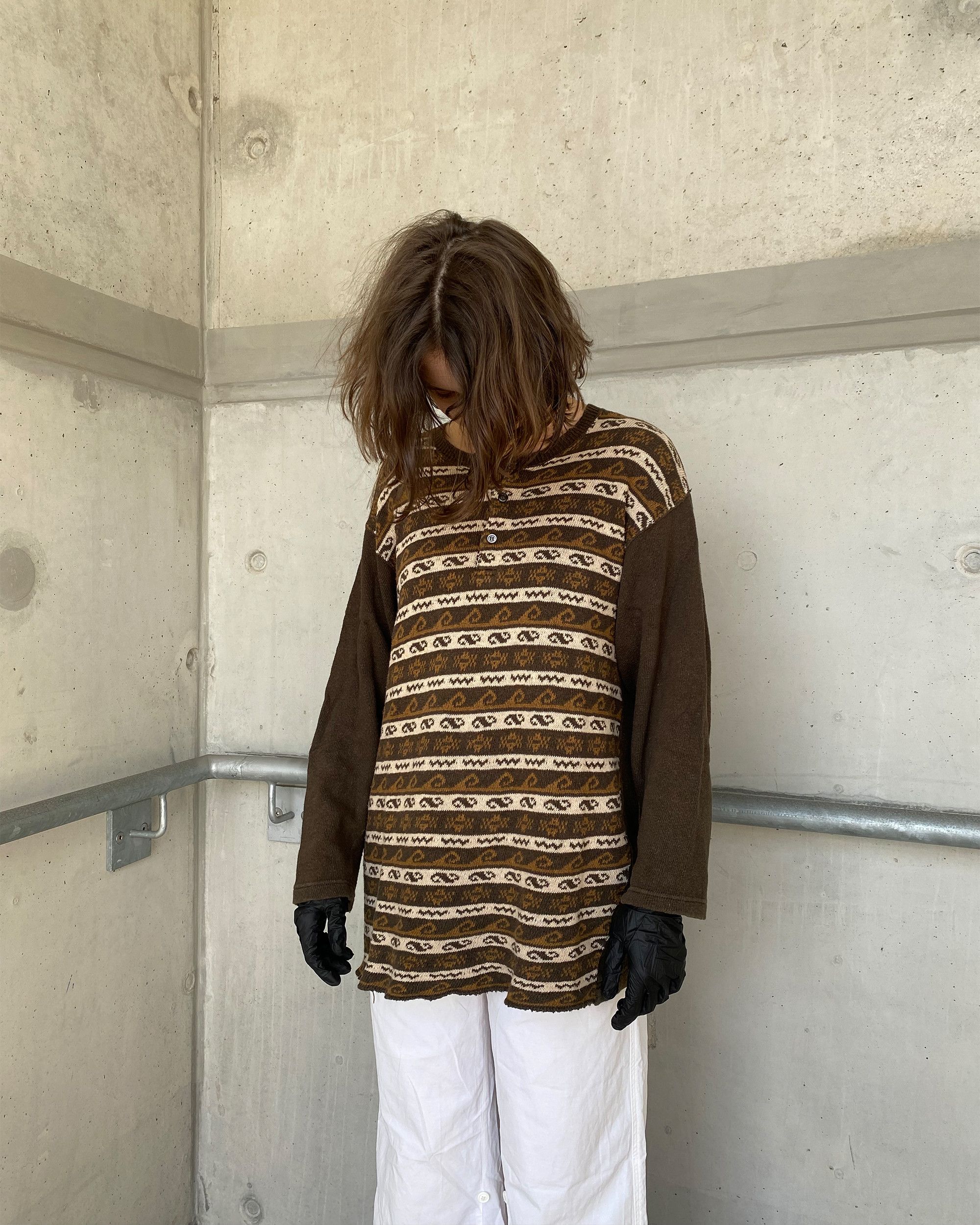 Comme des Garcons Homme AD1997 Asymmetrical Knit Sweater Size US L / EU 52-54 / 3 - 4 Thumbnail