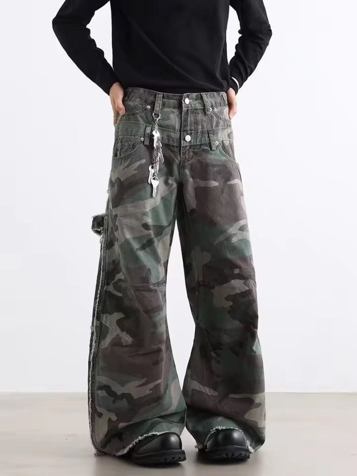 Vintage Kinuka x Misa Camo Cargo Wide Stacked Flare Pants Size US 33 - 8 Thumbnail