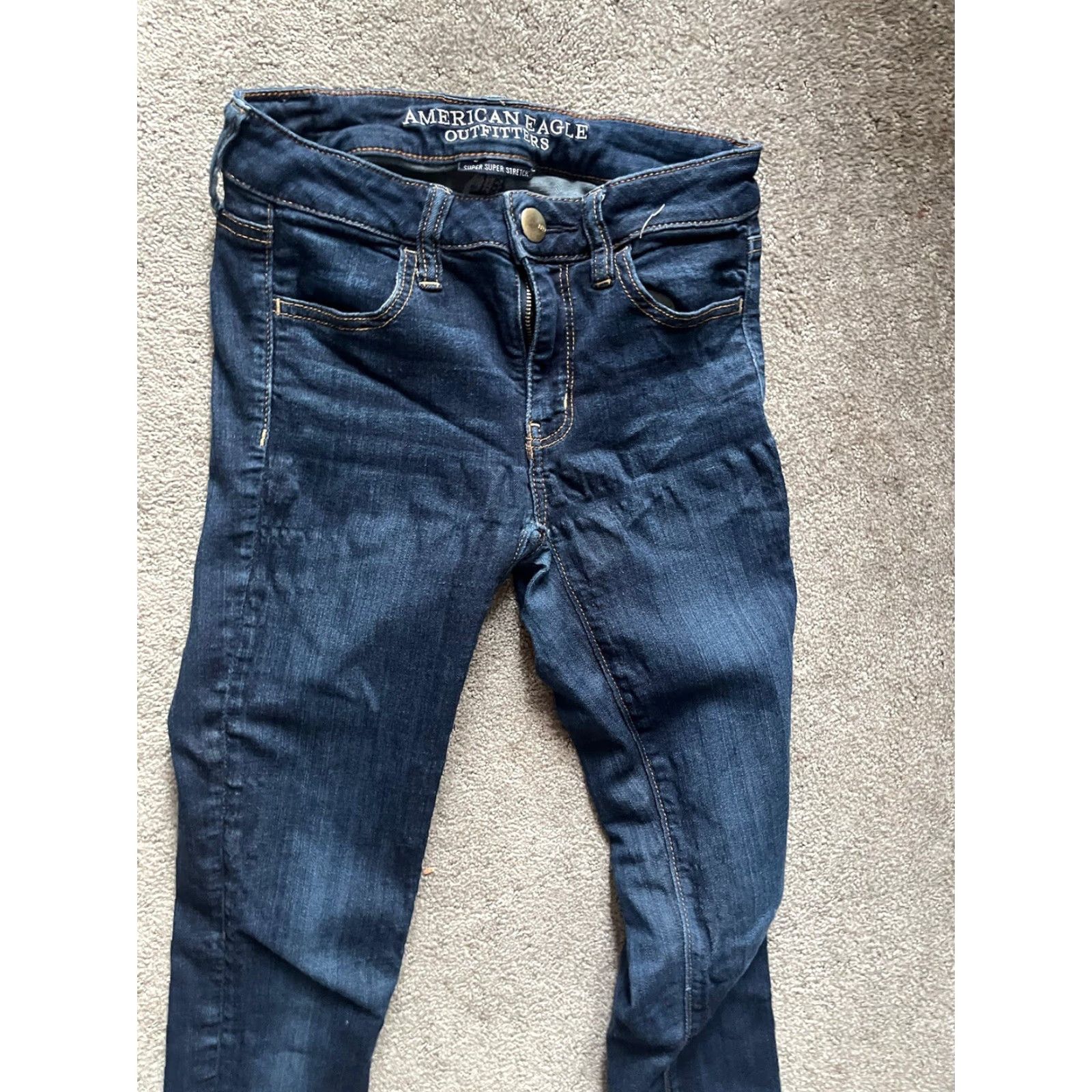 American Eagle Outfitters American Eagle Outfitters Jegging Pants 2 Women Regular Solid Distressed Blue Stretch Denim Size 26" / US 2 / IT 38 - 3 Thumbnail