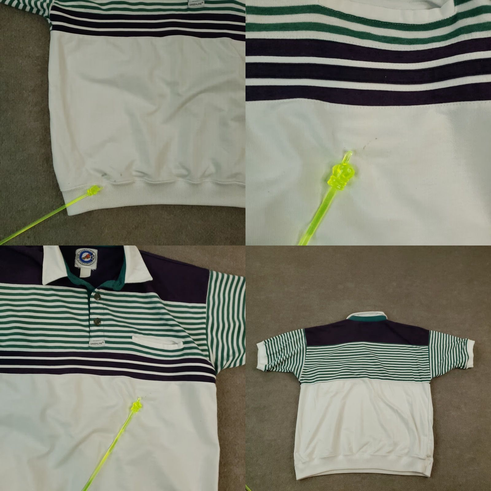 Vintage Greenline International Polo Shirt Large White Green Striped 80s Retro Golf Size US L / EU 52-54 / 3 - 8 Thumbnail