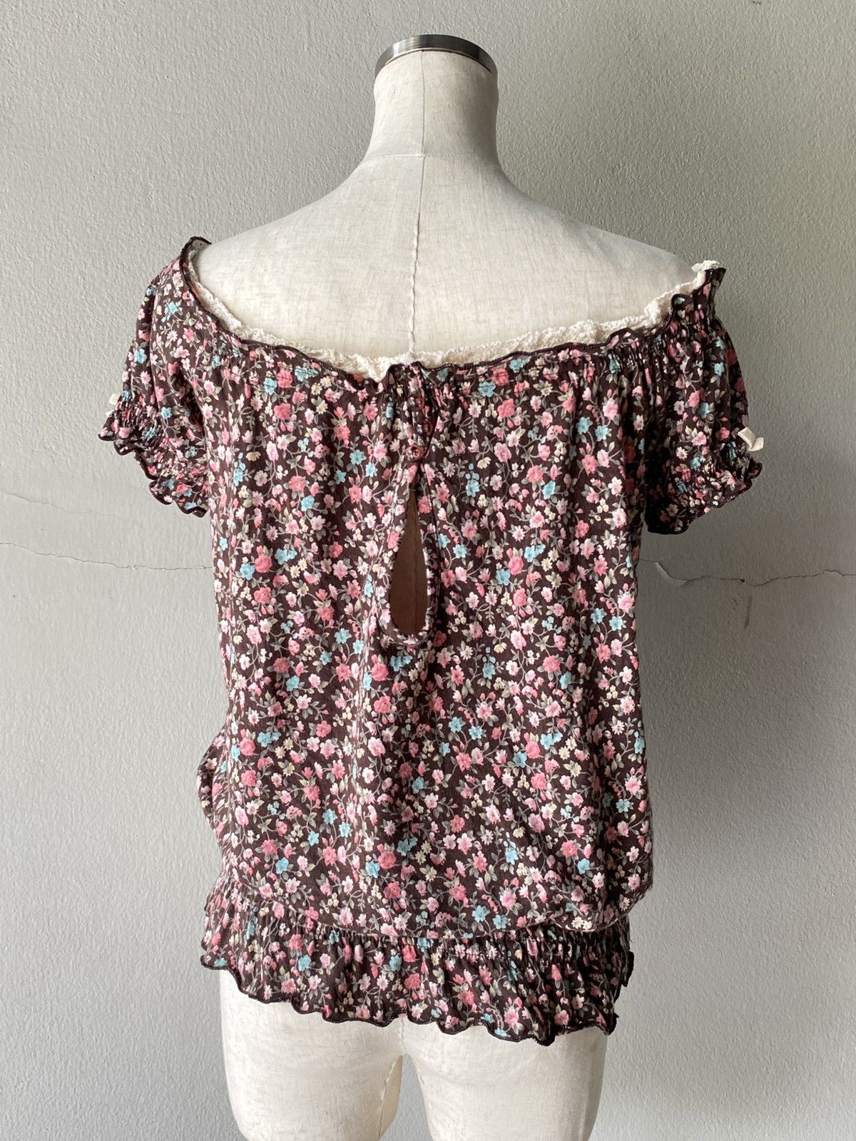 LIZ LISA LIZ LISA Brown Floral Off-Shoulder Blouse Size M / US 6-8 / IT 42-44 - 17 Thumbnail
