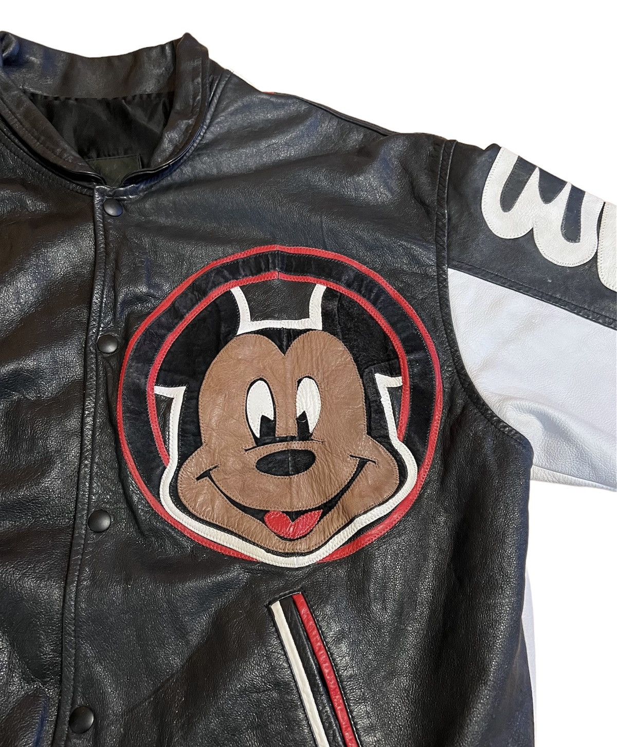 Disney × Mickey Mouse Vintage Mickey Mouse Disney Leather Jacket 90s Size US L / EU 52-54 / 3 - 3 Thumbnail