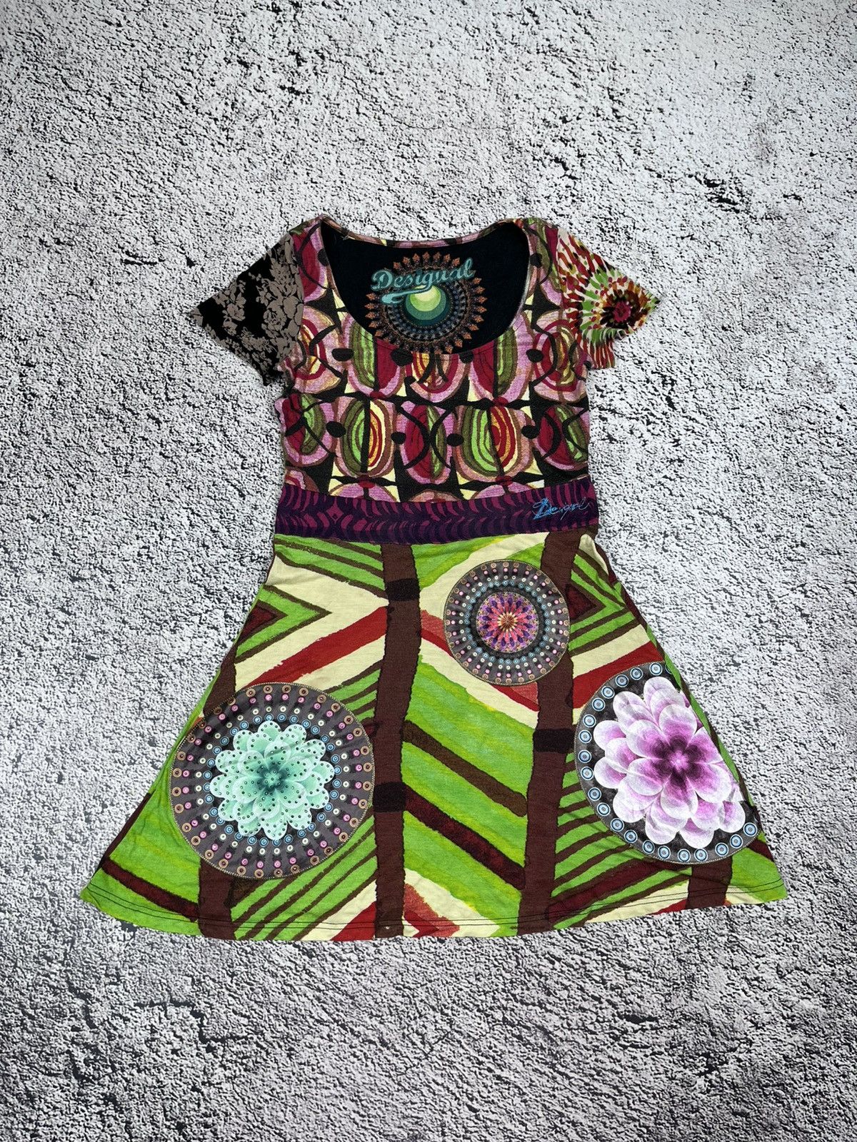 Desigual VTG Desigual Patchwork Boho Mini Dress Y2K Gaultier Style S Size S / US 4 / IT 40 - 1 Thumbnail