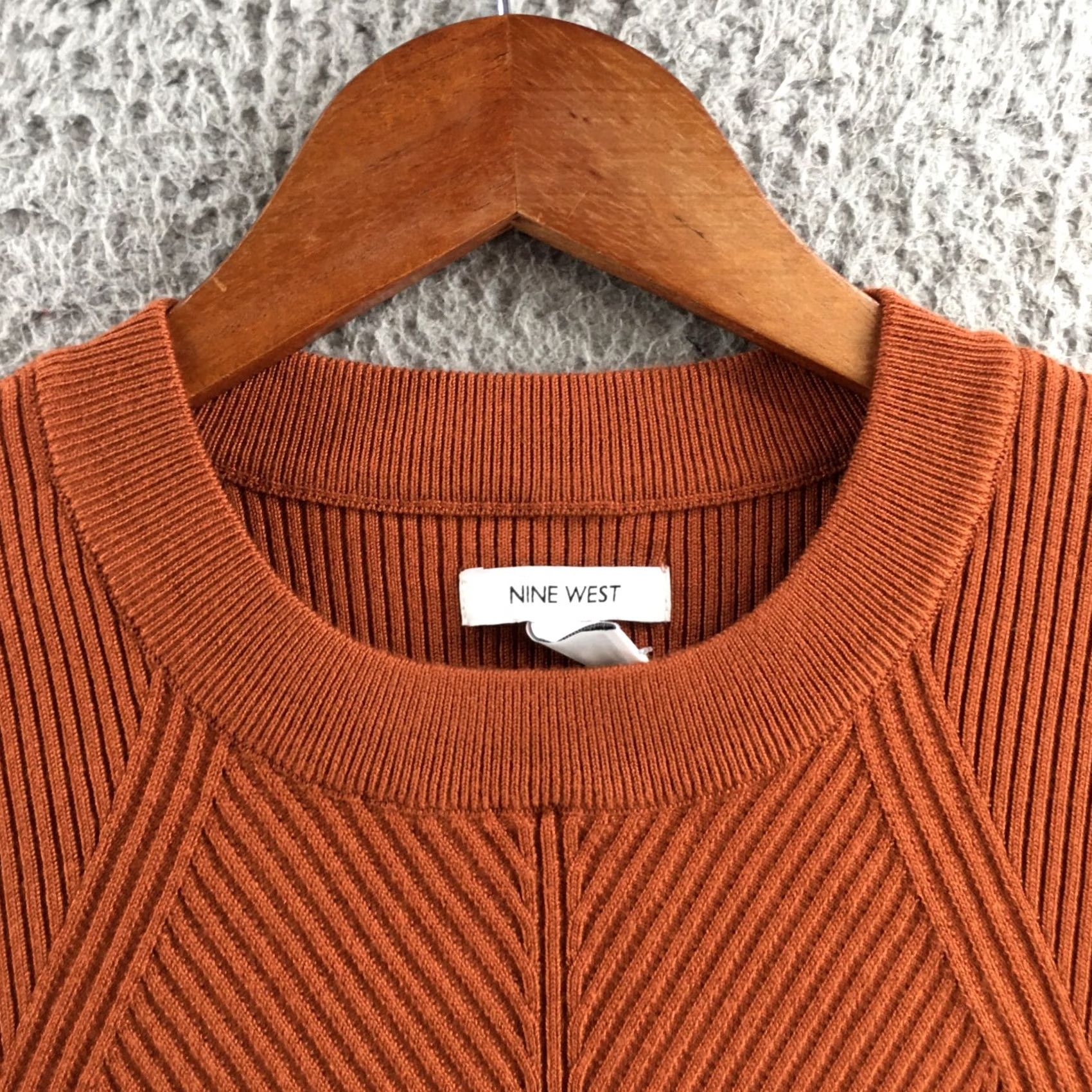 Nine West Nine West Sweater Womens MD Rust Solid Brown Crewneck Knit Long Sleeve Pullover Size M / US 6-8 / IT 42-44 - 3 Thumbnail